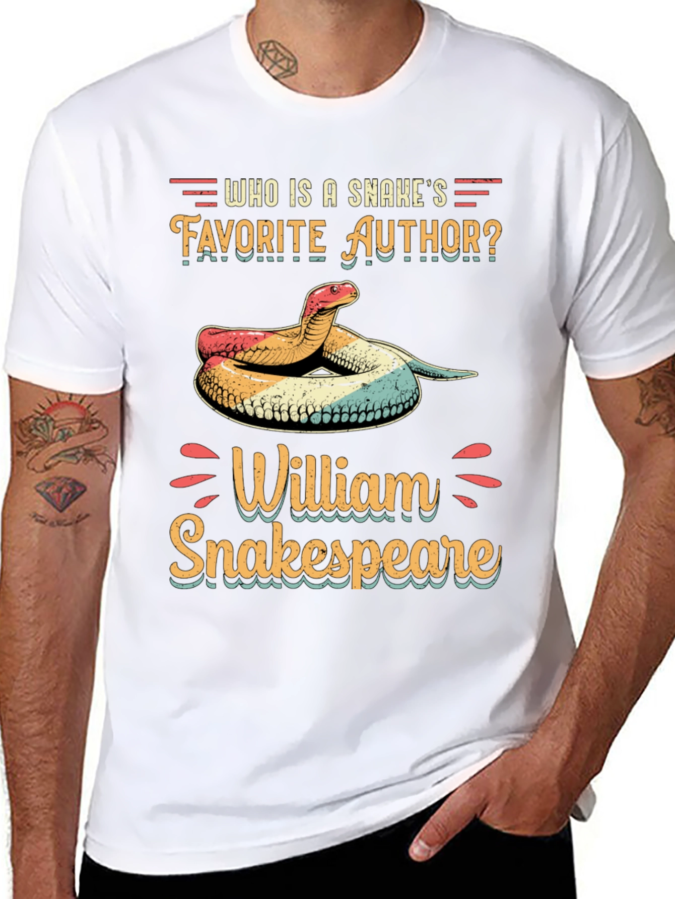 Black Funny Snake T-Shirt - William Snakespeare view 8