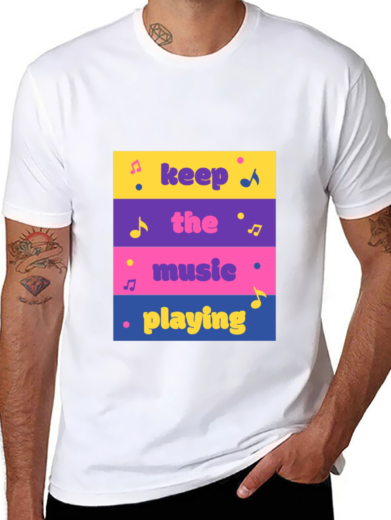 Black Keep The Music Playing Graphic Tee view 8