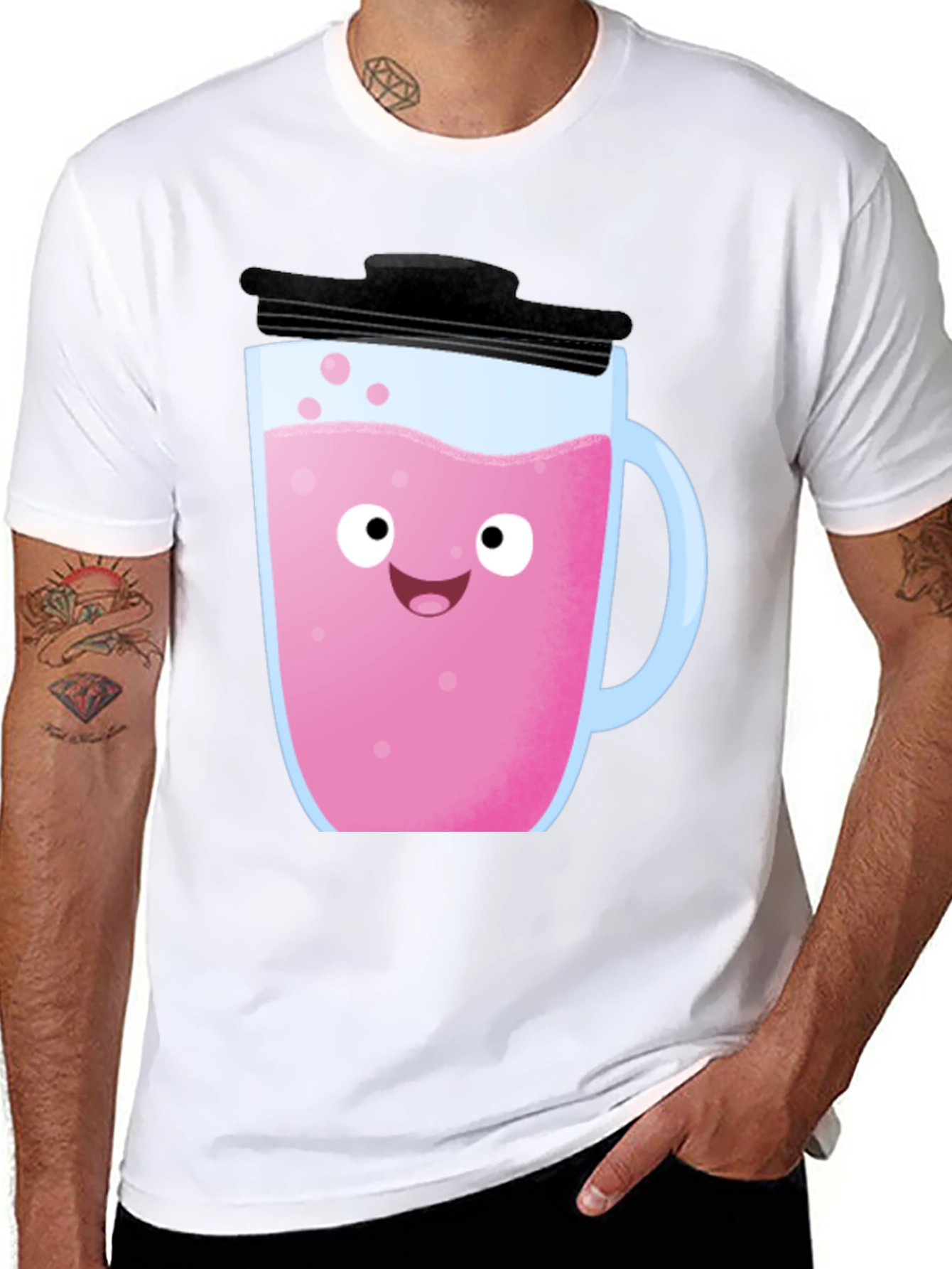 Black Cute Pink Drink Graphic Tee - Fun Kawaii Style! view 8