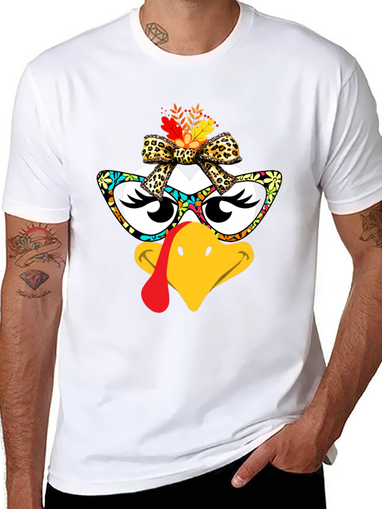 Black Thanksgiving Turkey Face T-Shirt view 8