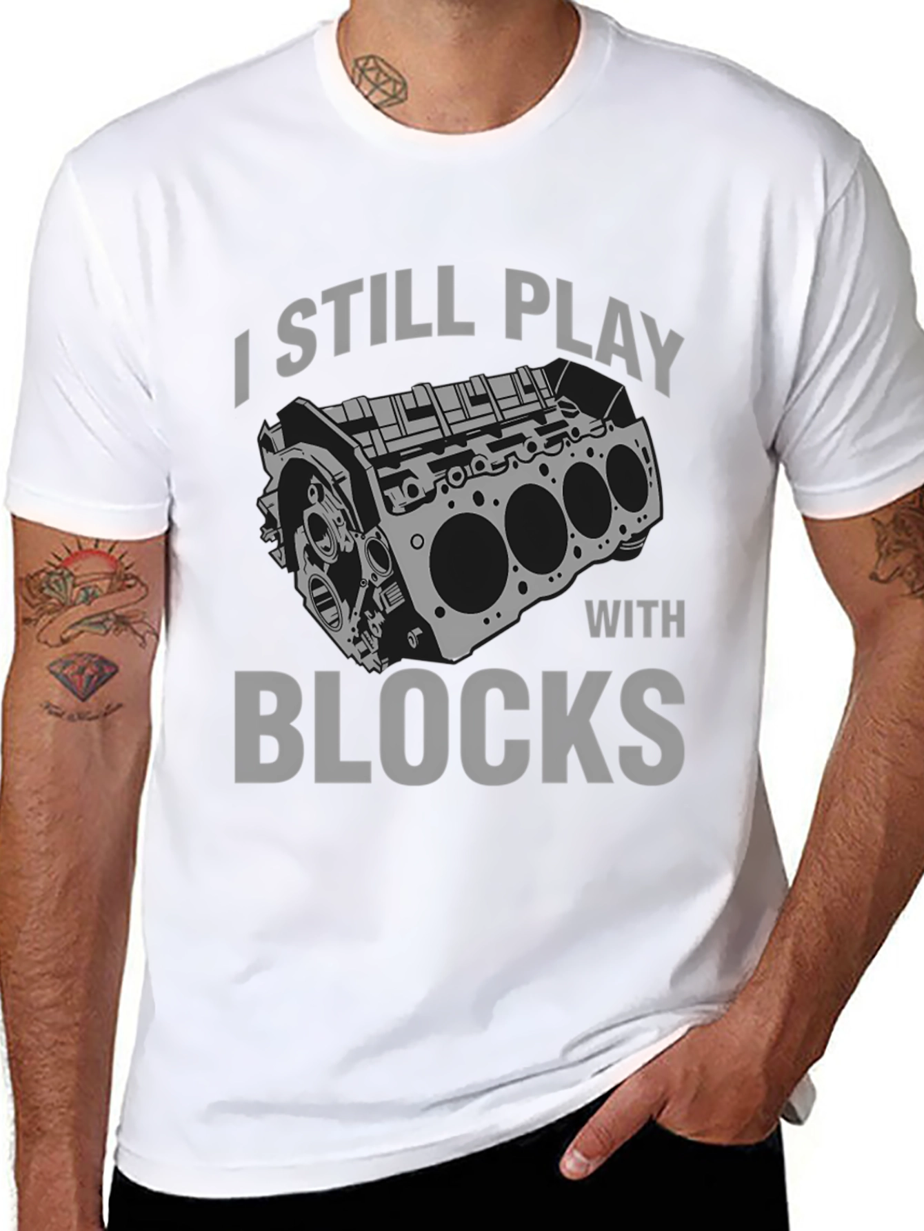 Black I Still Play with Blocks T-Shirt - Automotive Enthusiast Tee view 8