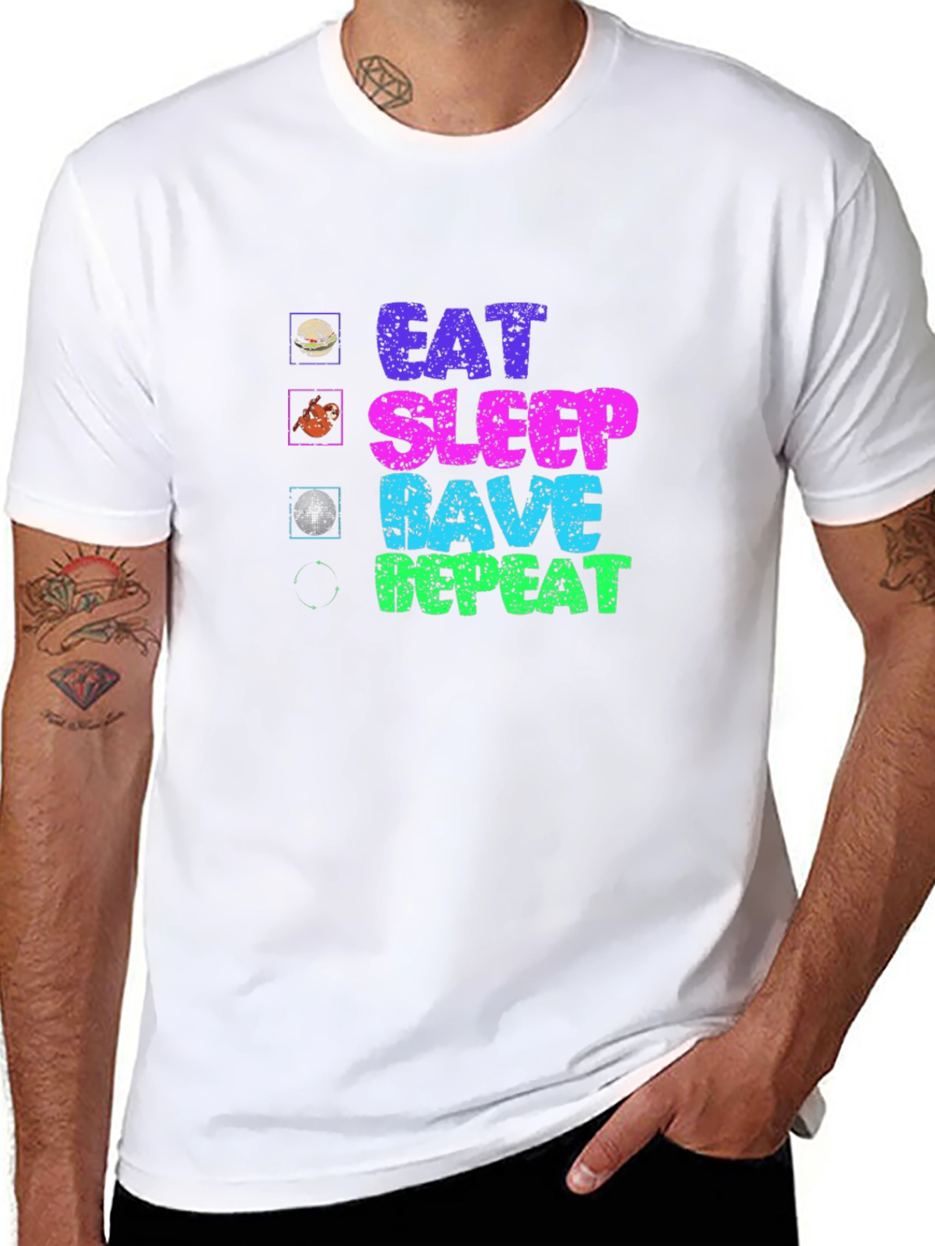 Black Eat Sleep Rave Repeat Graphic Tee view 8