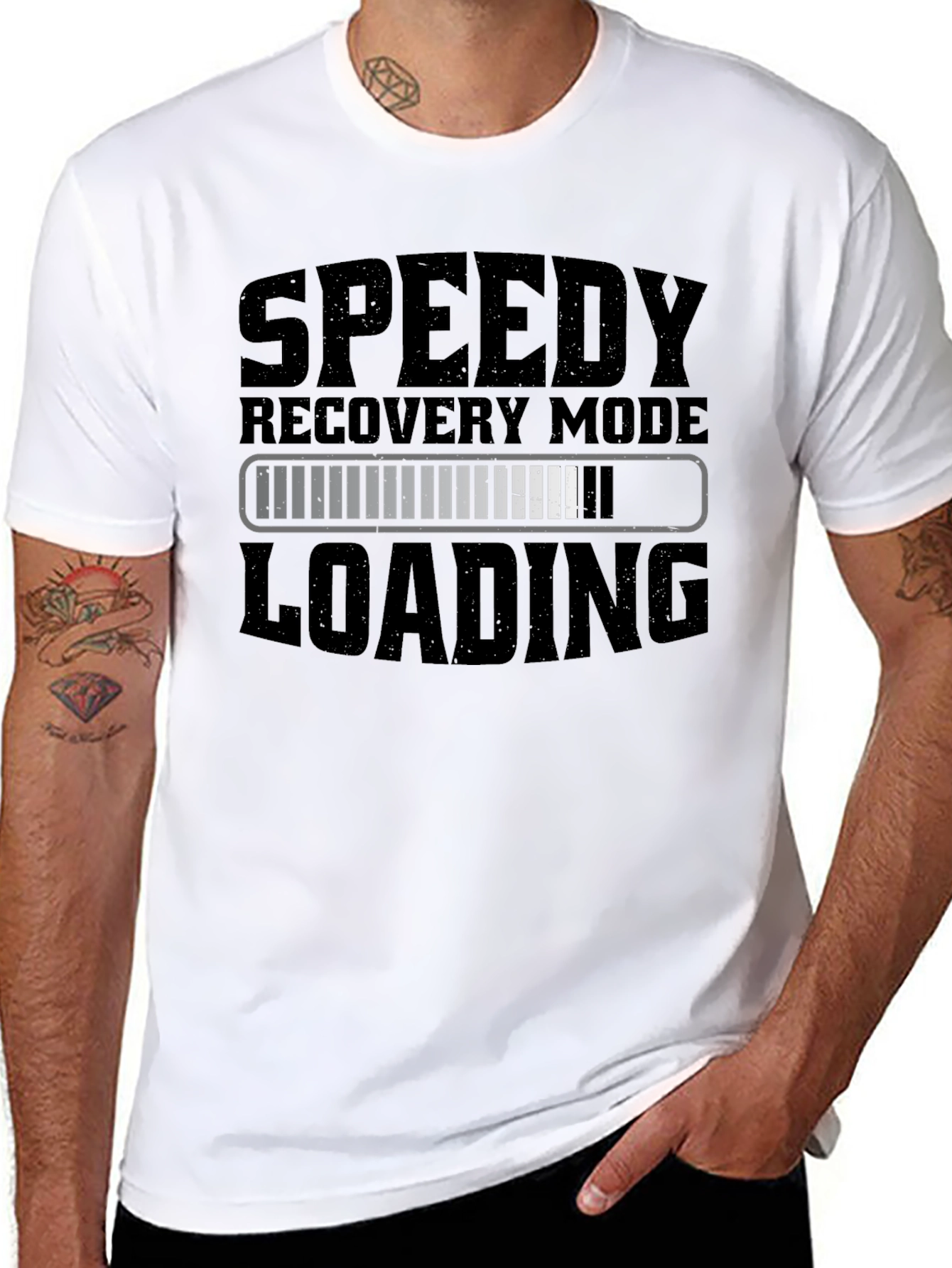 Black Speedy Recovery Mode Loading T-Shirt - Get Well Soon Gift view 8