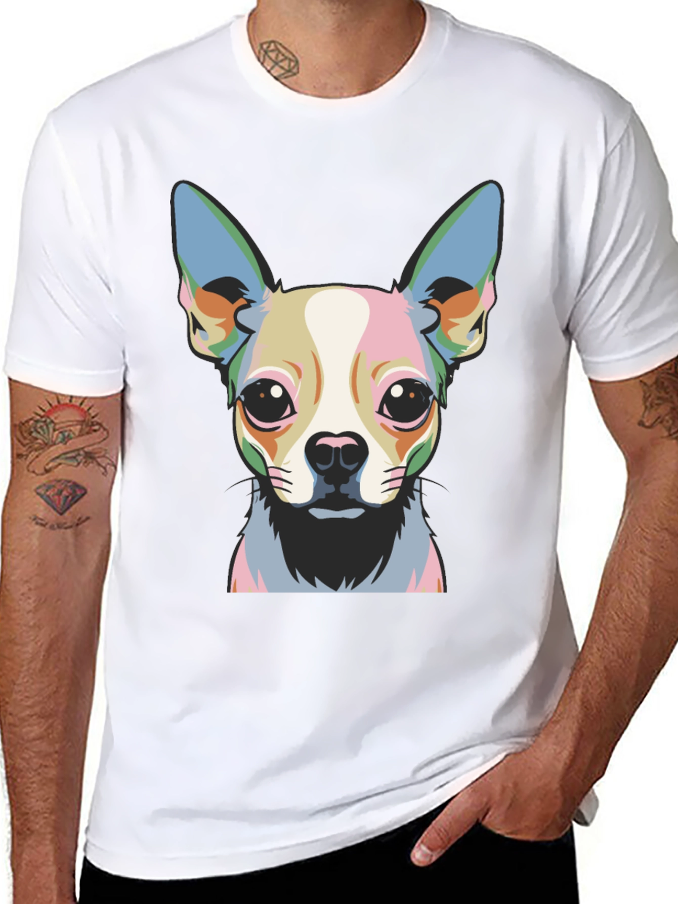 Black Chihuahua Pop Art Graphic Tee - Black view 8