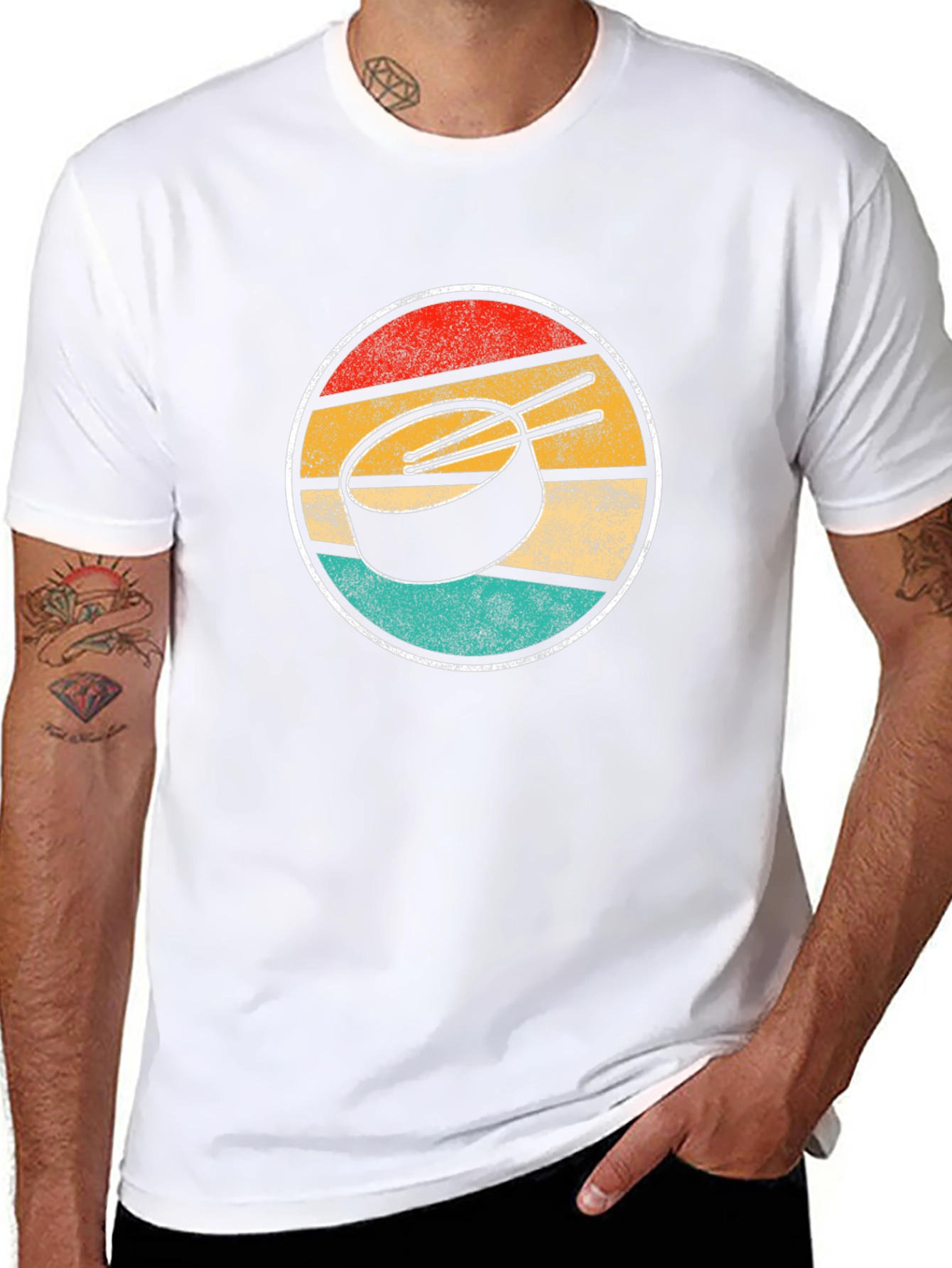 Black Retro Sunset Hockey Puck Graphic Tee view 8