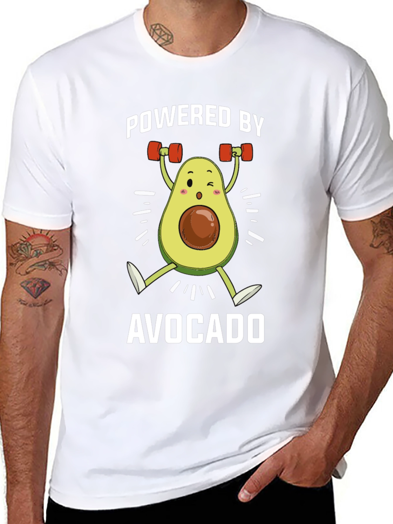 Black Powered by Avocado Black T-Shirt view 8