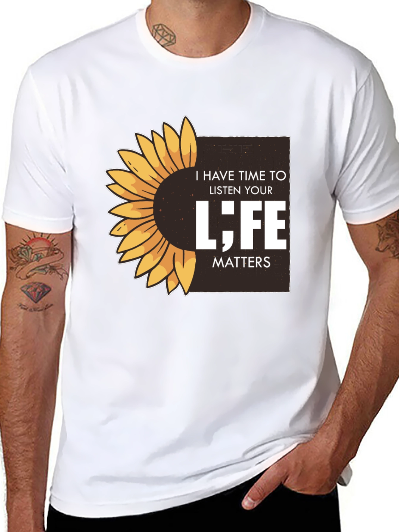 Black Sunflower 'Life Matters' Graphic T-Shirt view 8