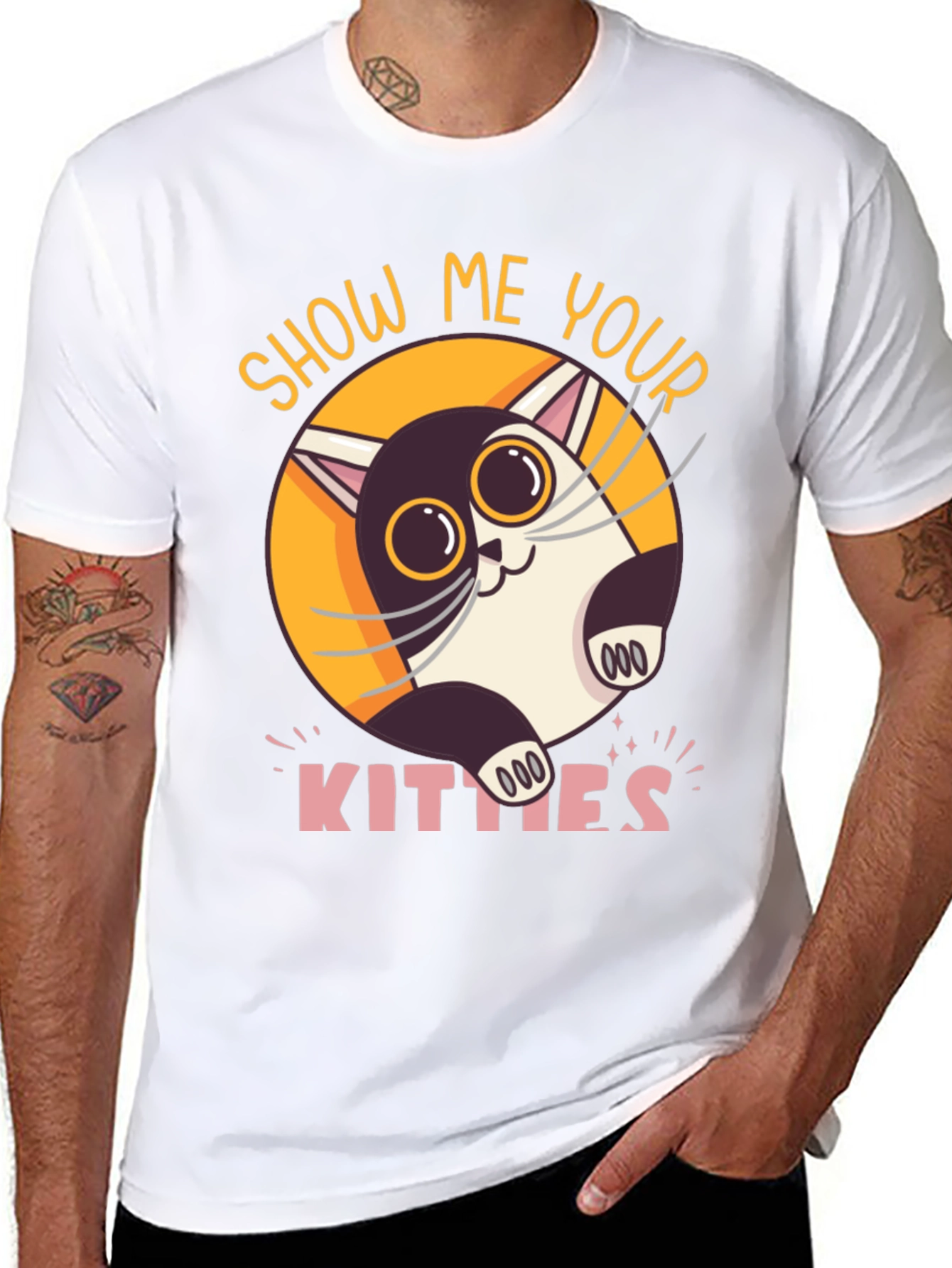 Black Show Me Your Kitties Graphic T-Shirt view 8