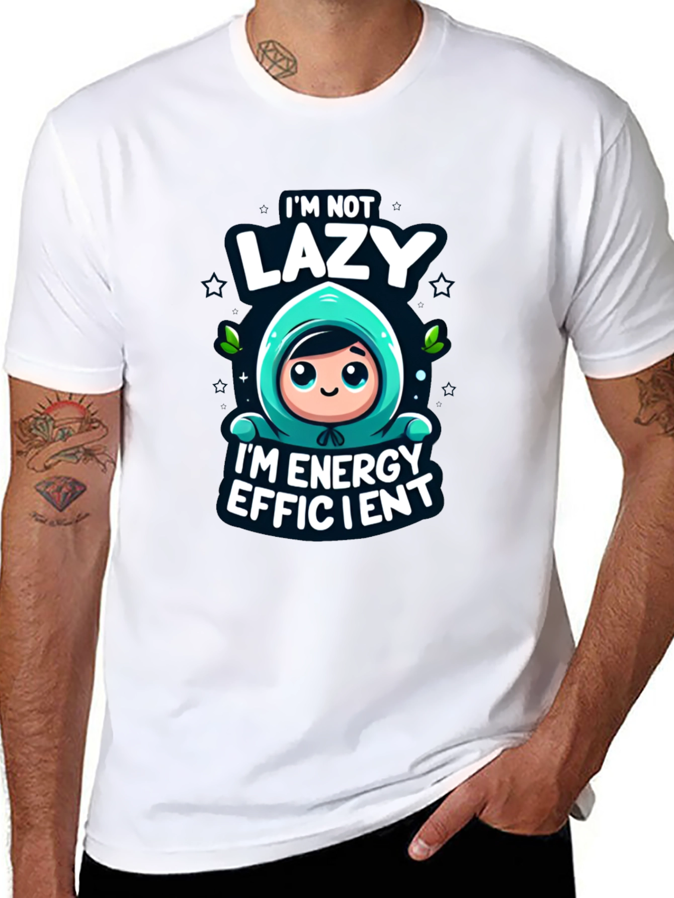 Black Funny Energy Efficient Black Graphic Tee view 8