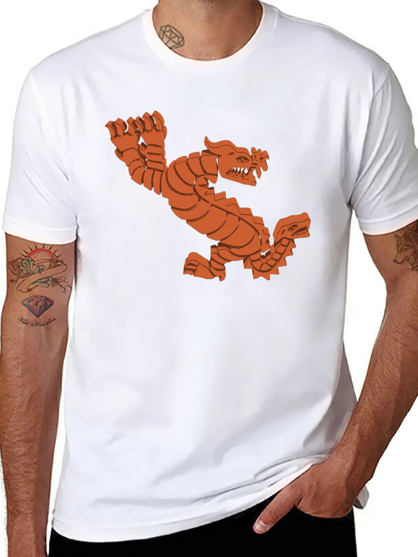 Black Double Dragon Graphic Tee - Black Cotton T-Shirt view 8