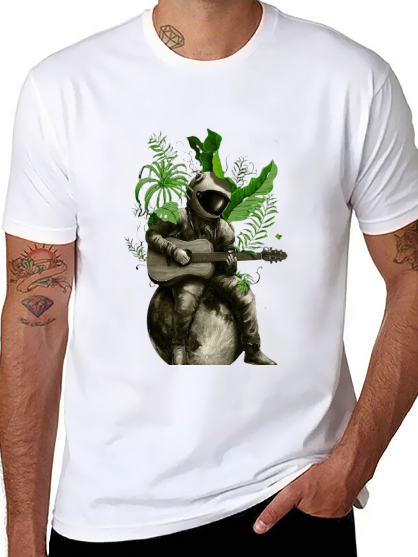 Black Astronaut Guitarist Graphic T-Shirt view 8