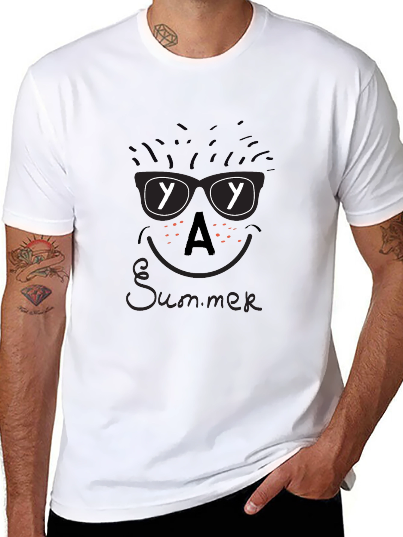 Black Summer Graphic Black T-Shirt view 8