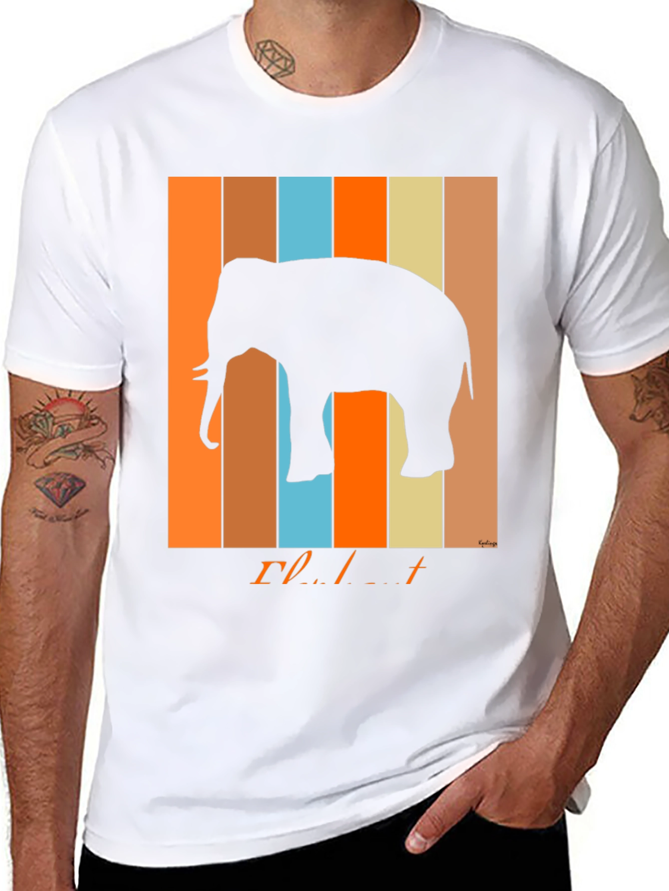 Black Retro Elephant Graphic T-Shirt view 8