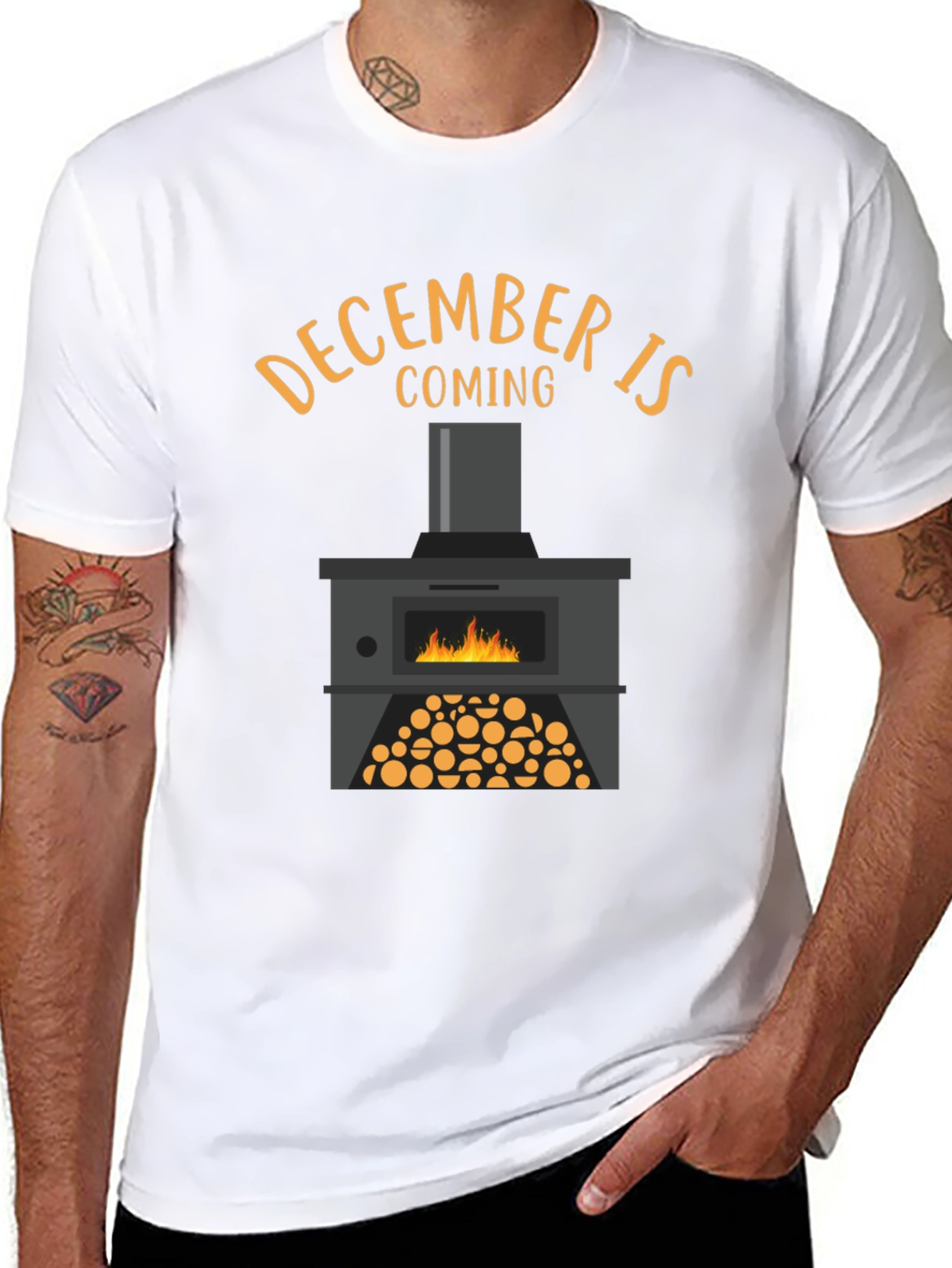 Black December Is Coming Graphic Tee - Cozy Fireplace Shirt view 8