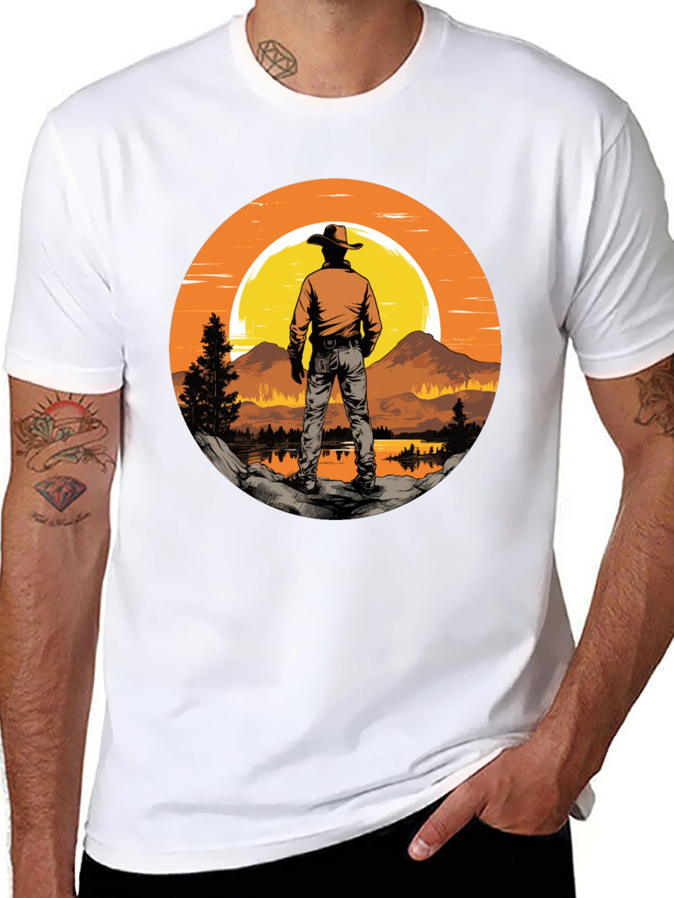 Black Sunset Cowboy Graphic Tee view 8