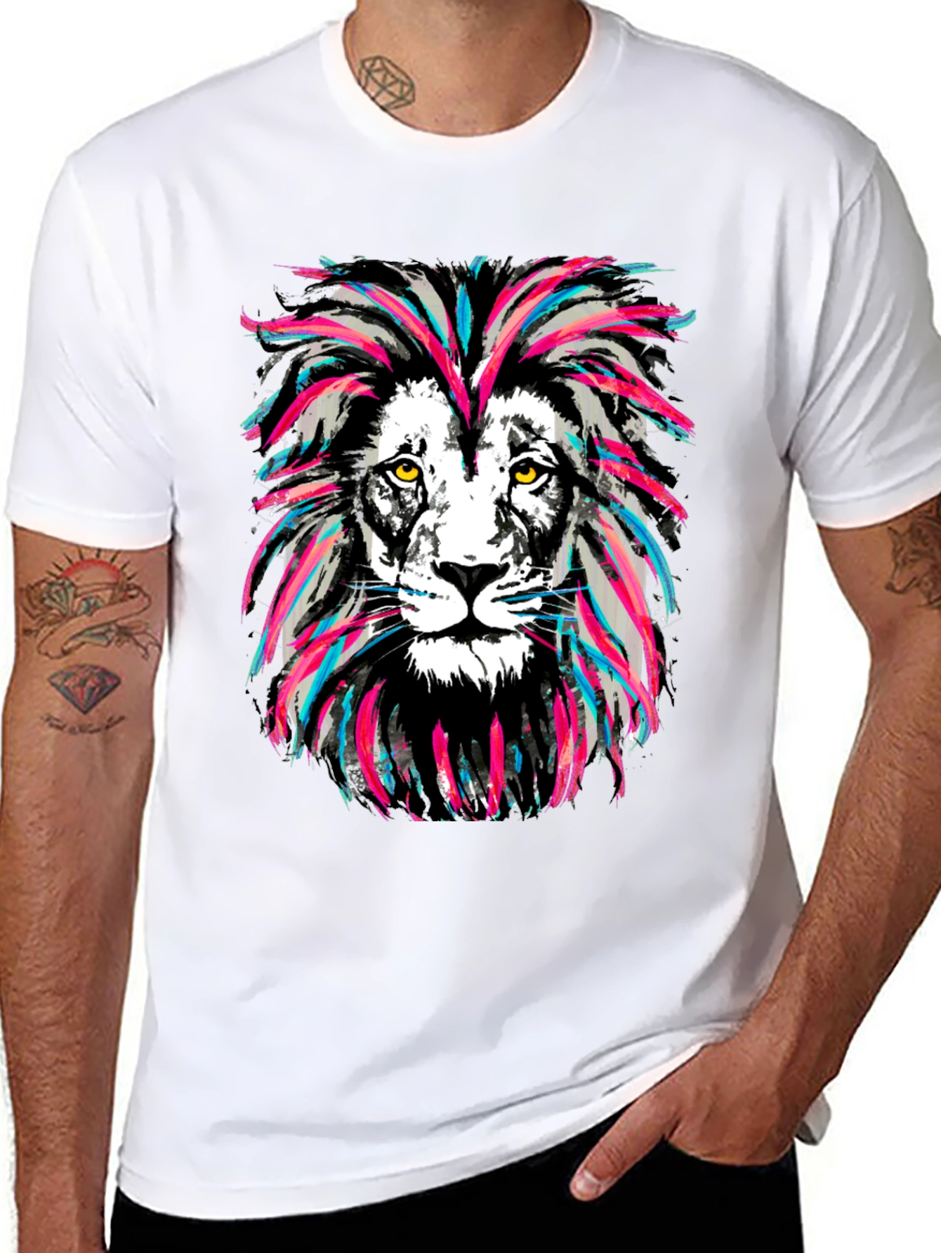 Black Lion Head Graphic Print Tee view 8