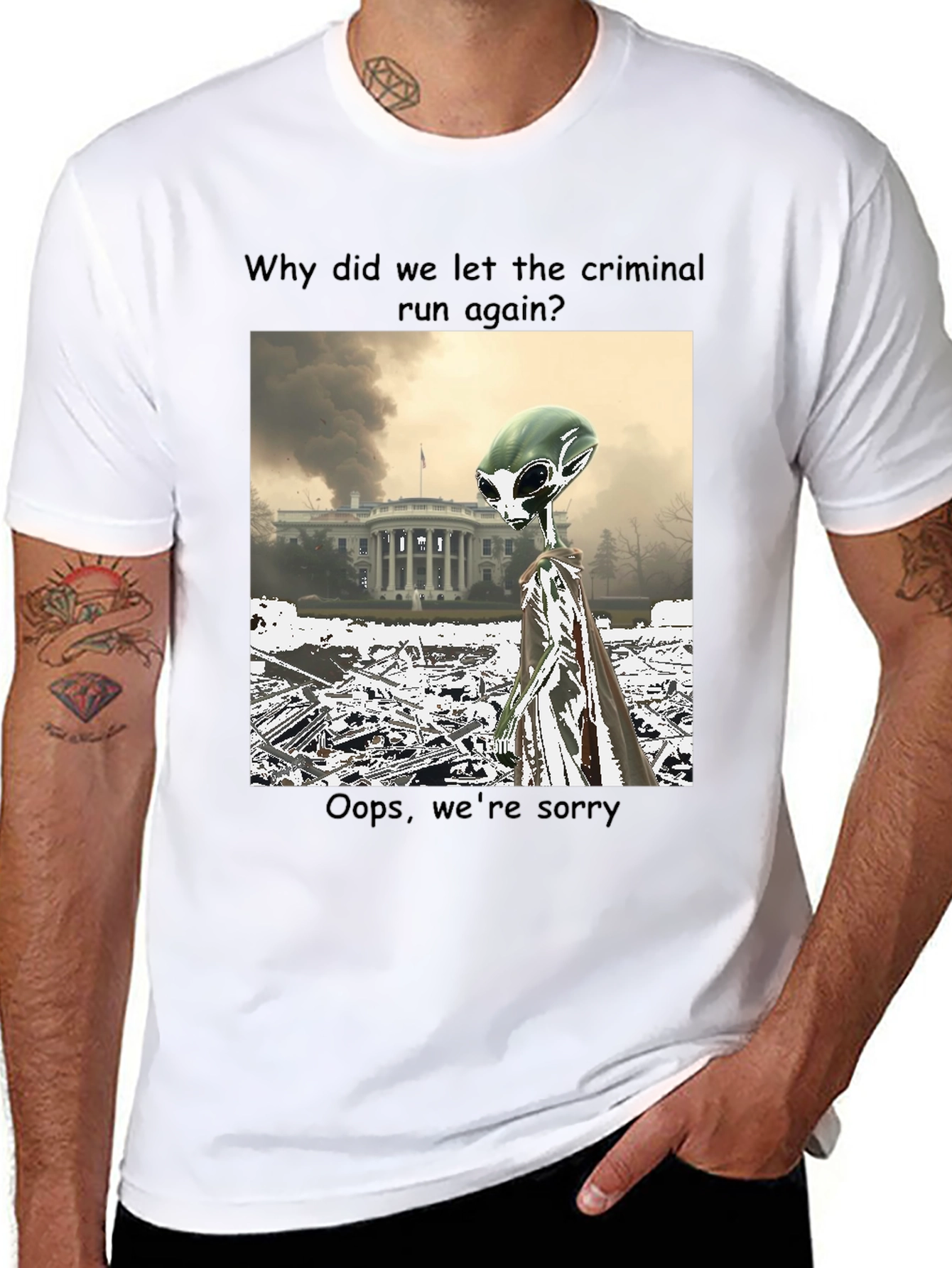 Black Political Alien Humor Graphic Tee view 8