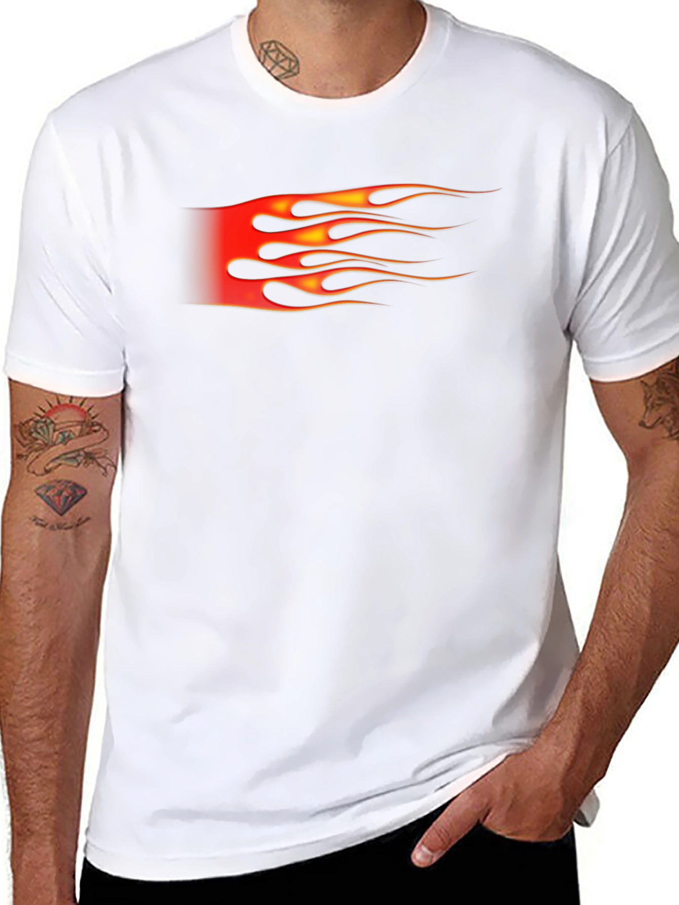 Black Fiery Flames Graphic Tee - Black view 8