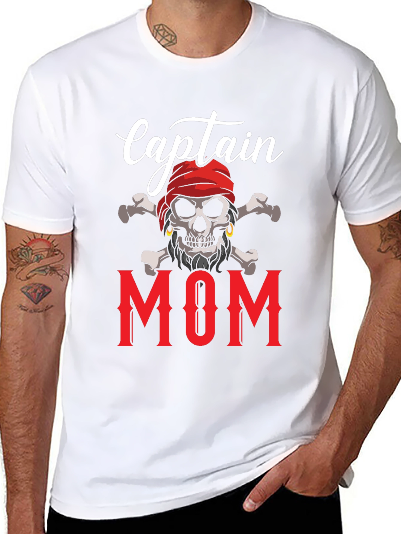 Captain Mom T-Shirt - Pirate Skull Graphic Tee - 8