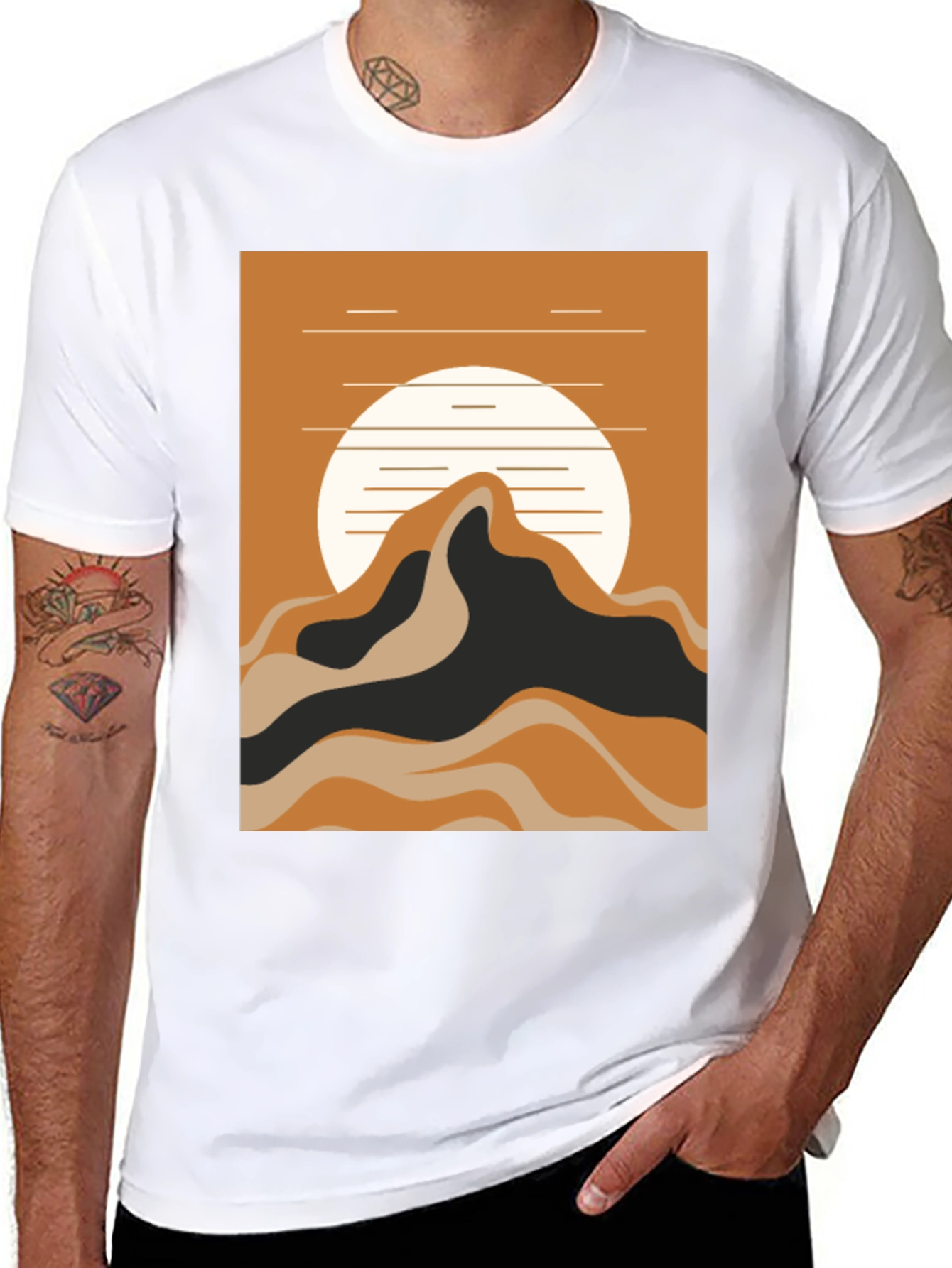Black Mountain Sunset Graphic Tee - Black Cotton Blend view 8
