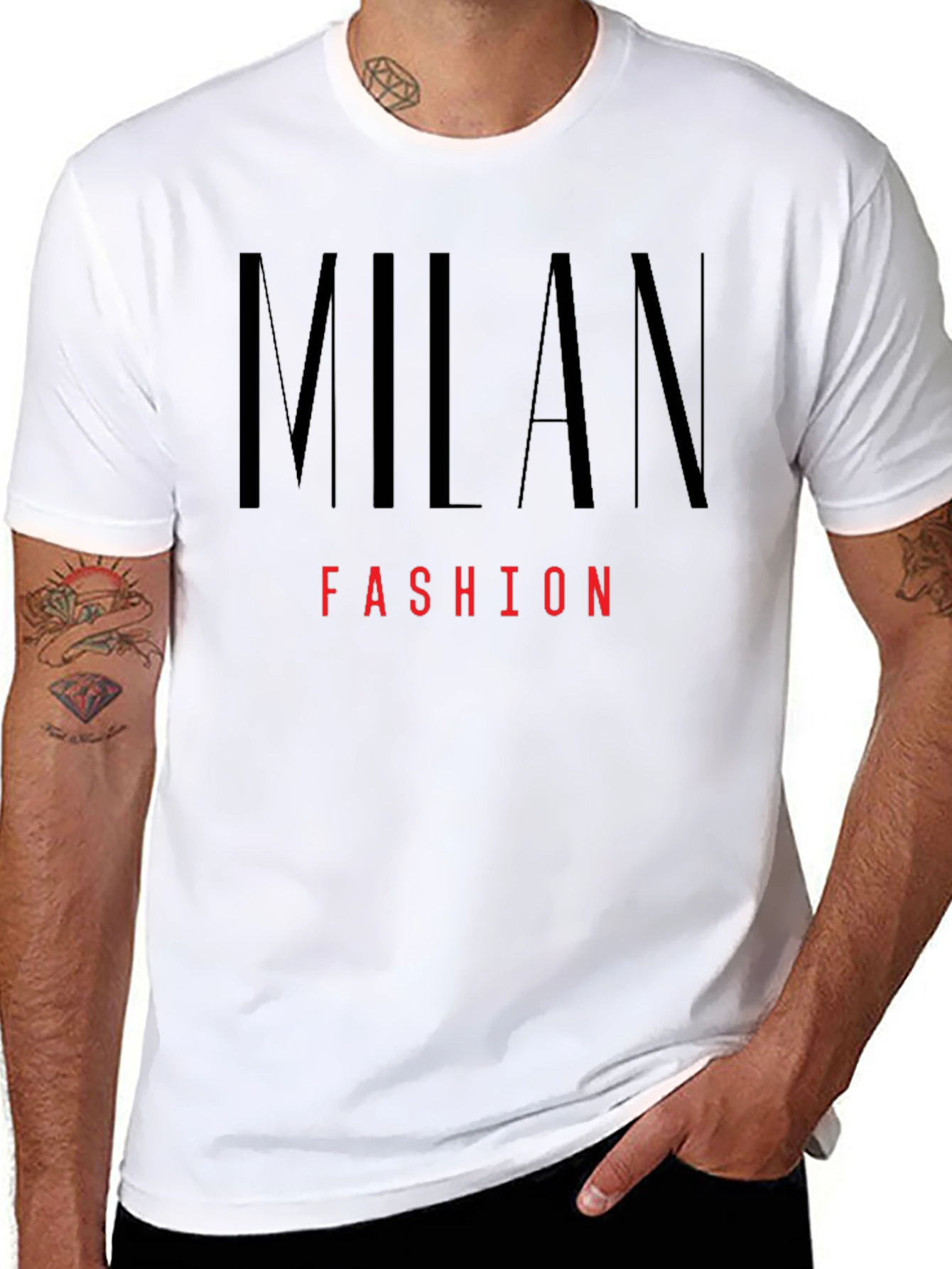 Black Milan Fashion Graphic Tee - Stylish Black T-Shirt view 8