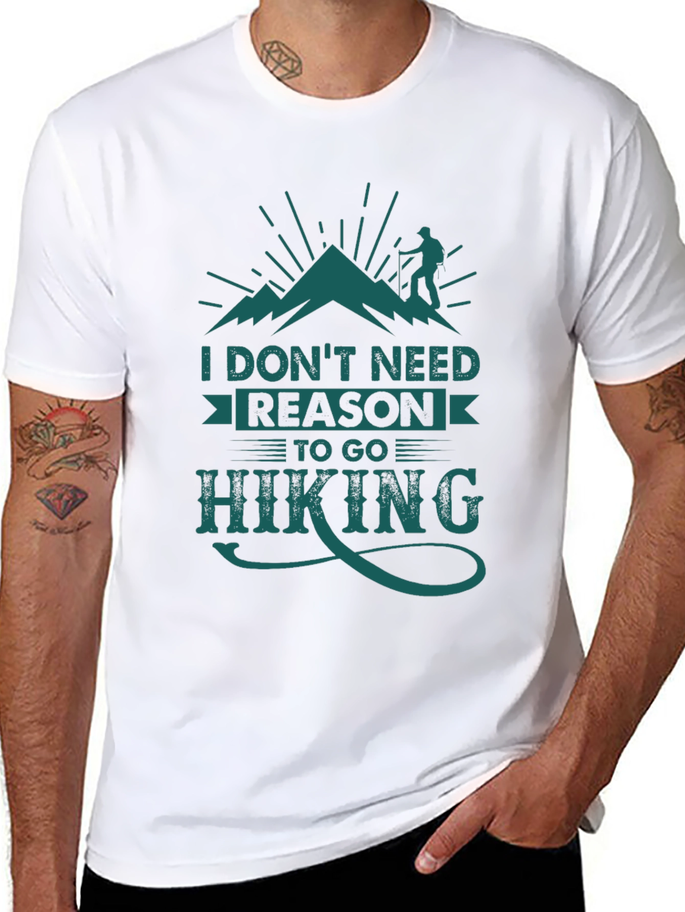 Black Hiking Graphic Tee: I Don't Need Reason To Go Hiking view 8