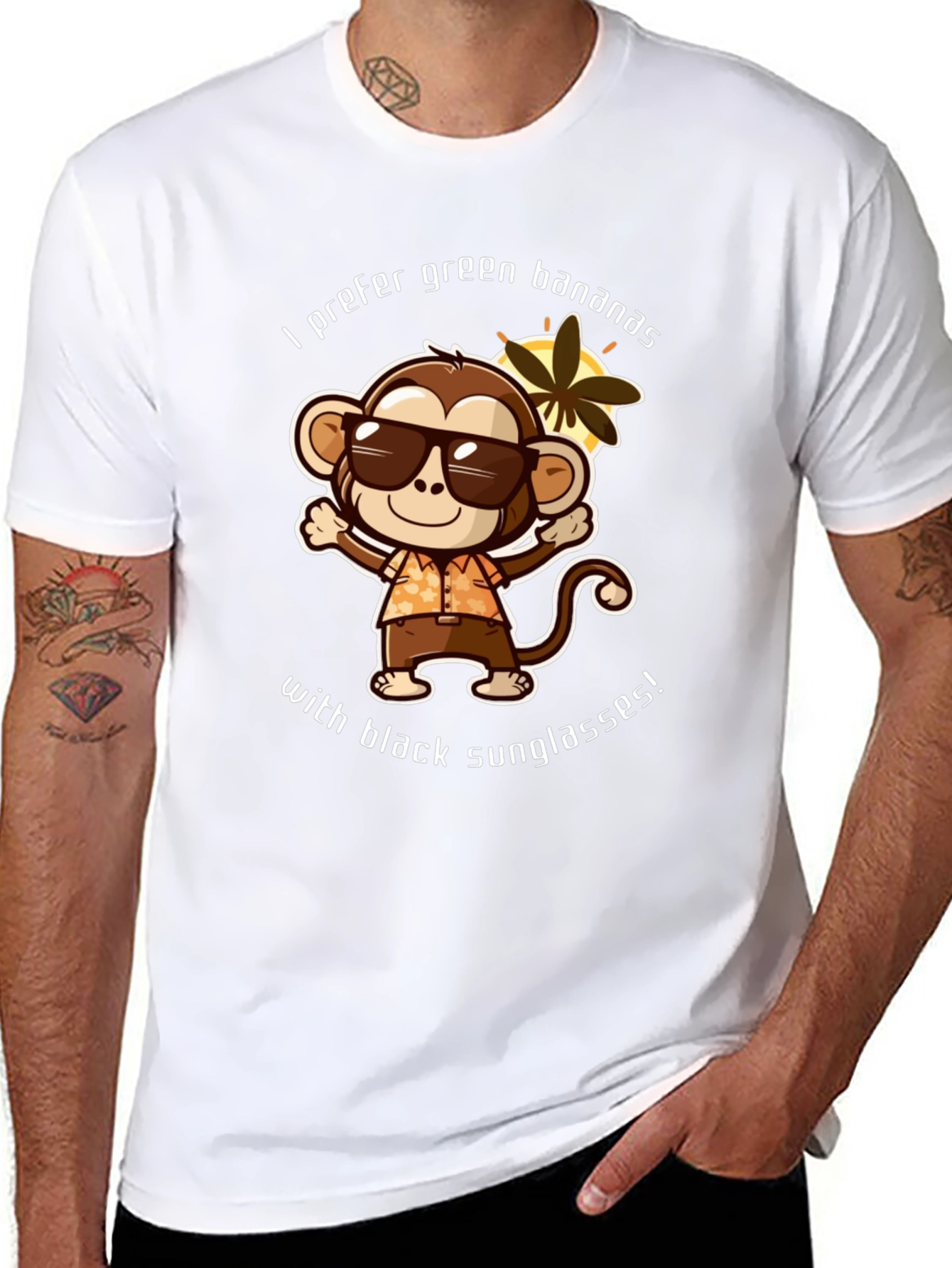 Black Funny Monkey T-shirt - I Prefer Green Bananas view 8