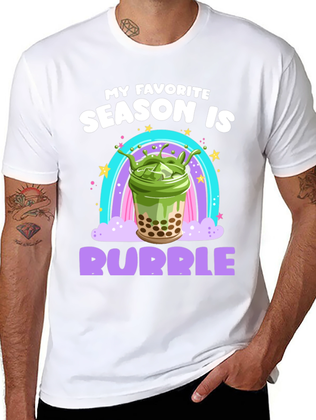 Black Bubble Tea Season T-Shirt - Matcha Boba Lover view 8