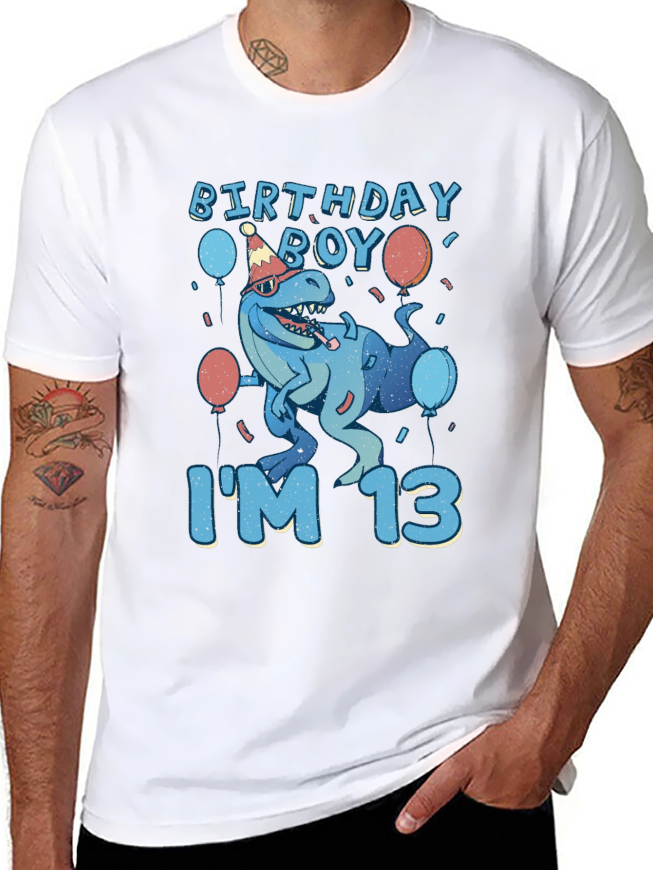 Birthday Boy I'm 13 T-Rex T-Shirt - 8