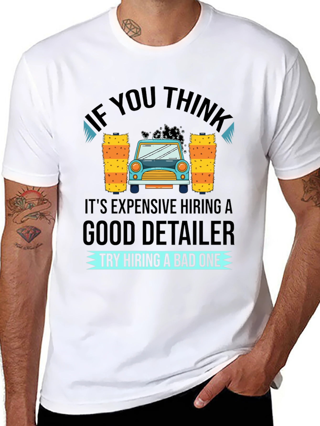 Black Car Detailer T-Shirt - Funny Car Wash Gift view 8