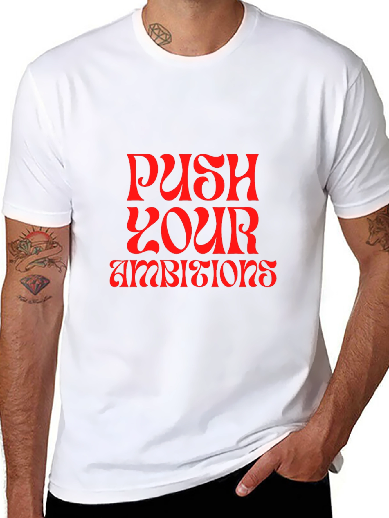 Black Push Your Ambitions Graphic Tee view 8