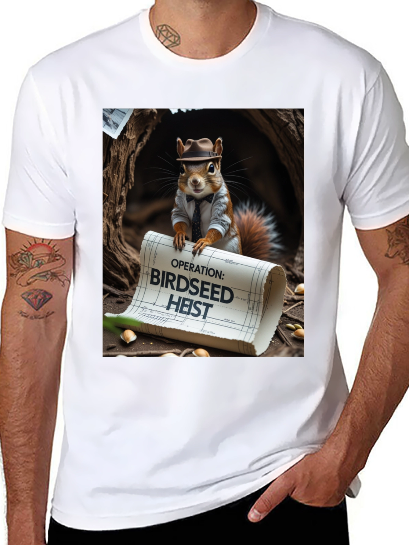 Black Birdseed Heist Squirrel Tee view 8