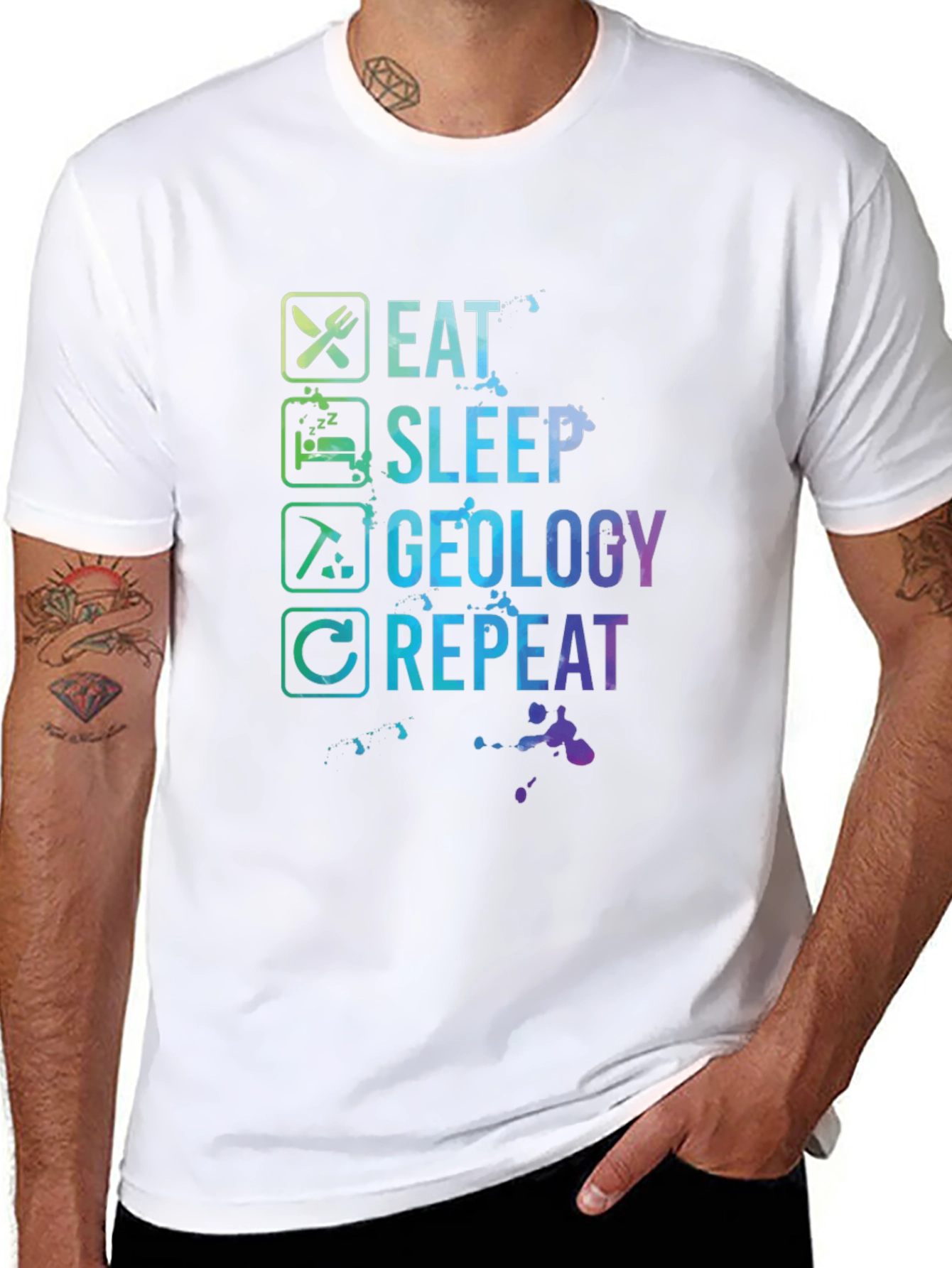 Black Eat Sleep Geology Repeat T-Shirt - Geologist Gift view 8