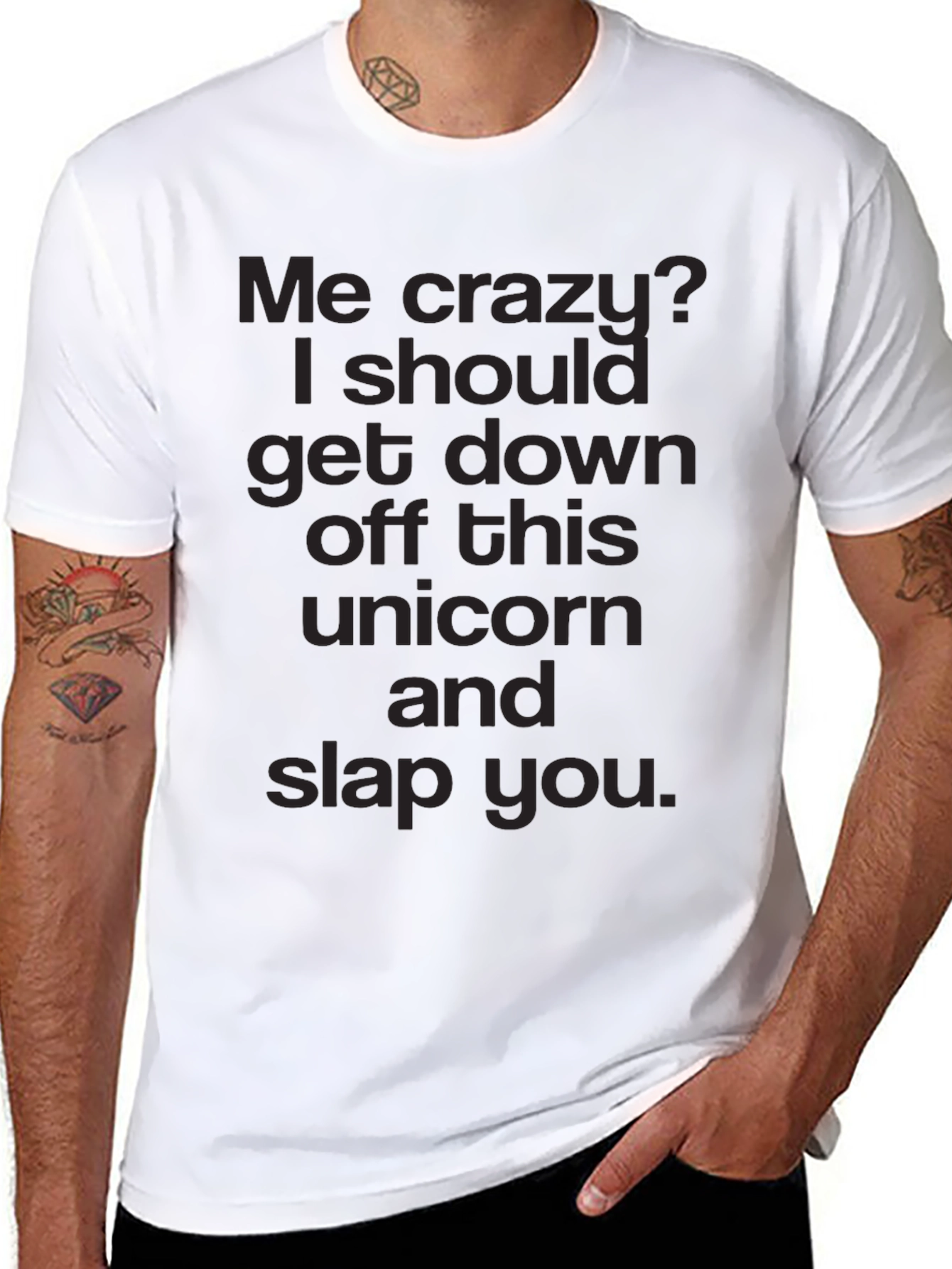 Black Funny "Me Crazy?" Graphic T-Shirt view 8
