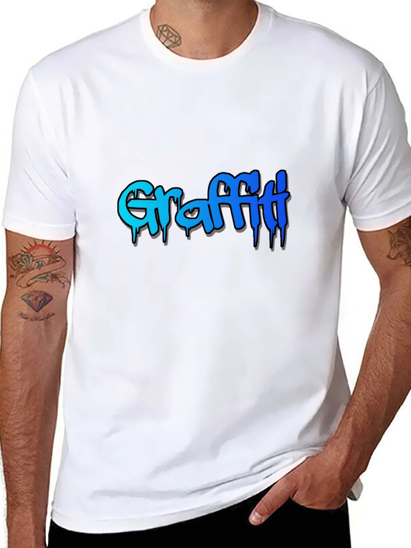 Black Graffiti Style Graphic Print T-Shirt view 8