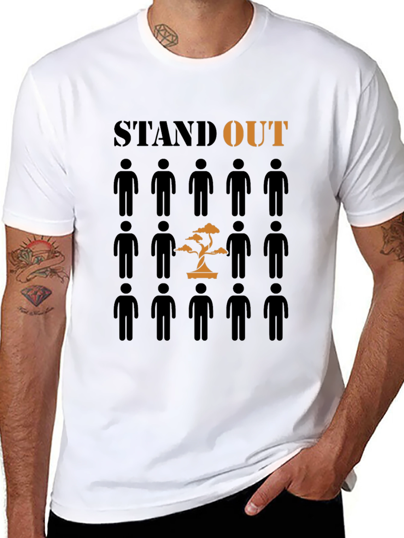 Black Stand Out T-Shirt - Unique Graphic Tee view 8