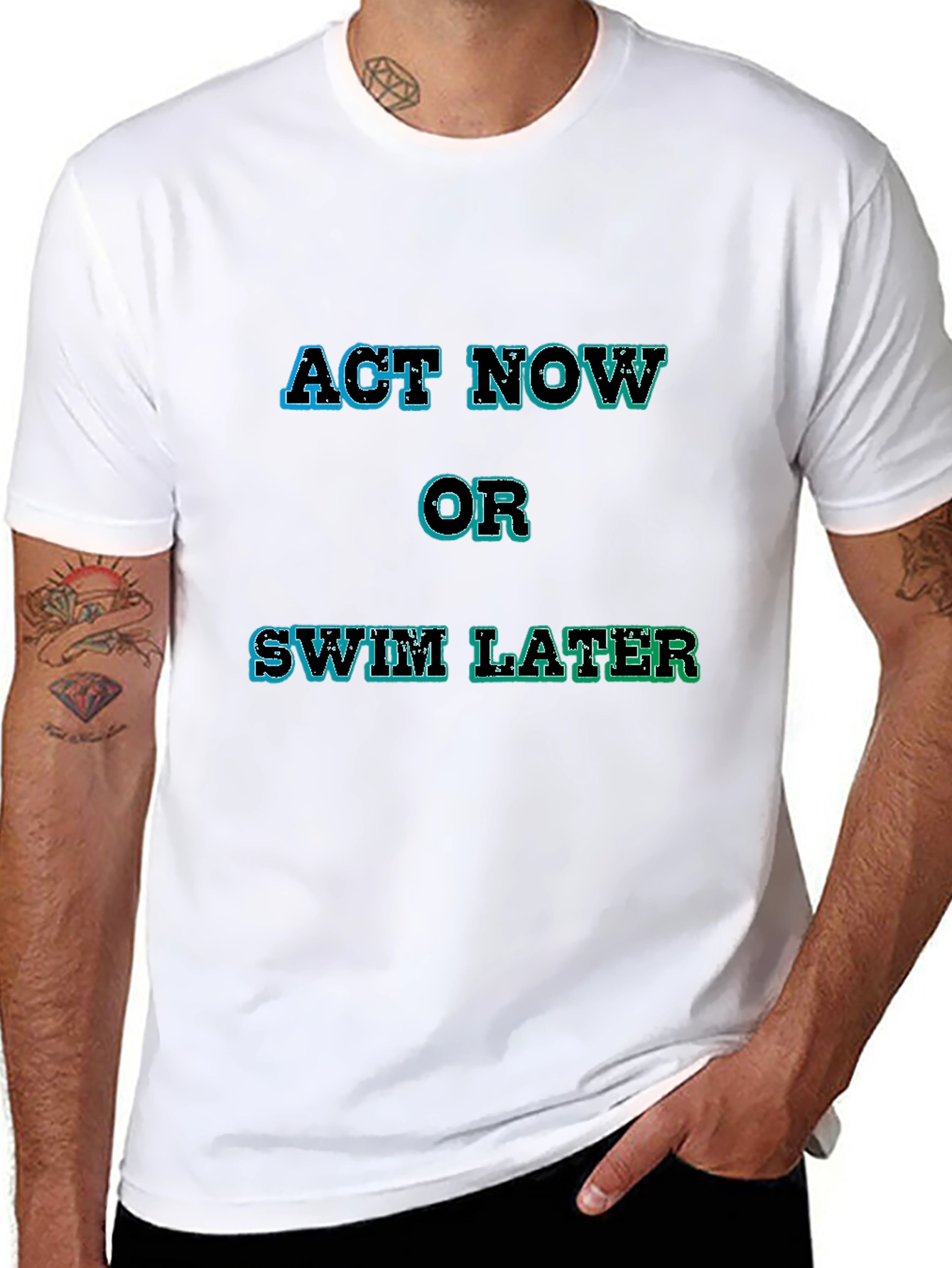 Black Act Now or Swim Later Graphic Tee view 8