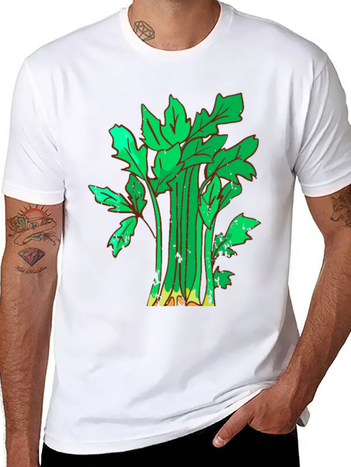 Black Celery Graphic Tee - Fun Food Shirt view 8