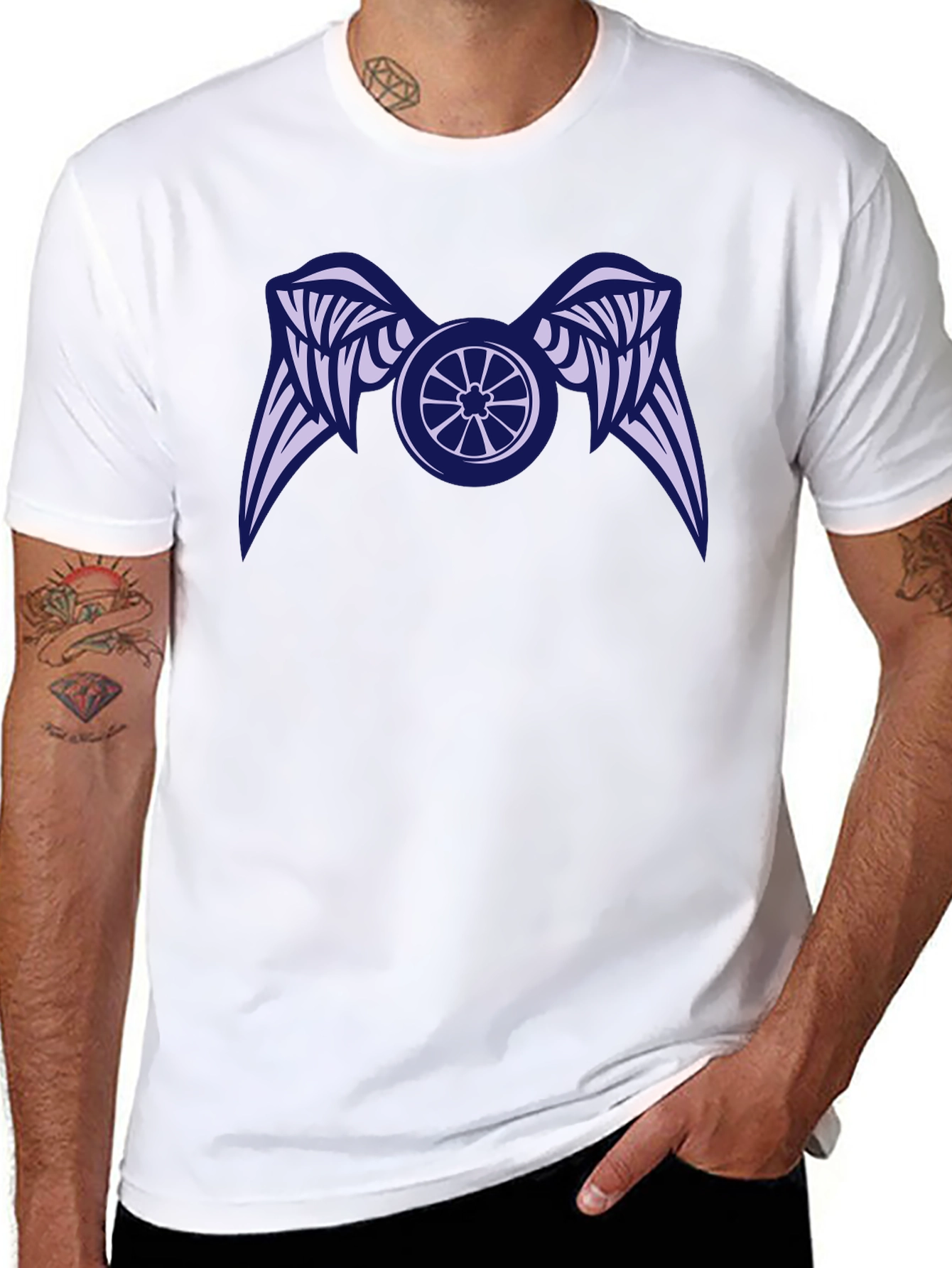 Black Winged Wheel Black T-Shirt - Unique Design view 8