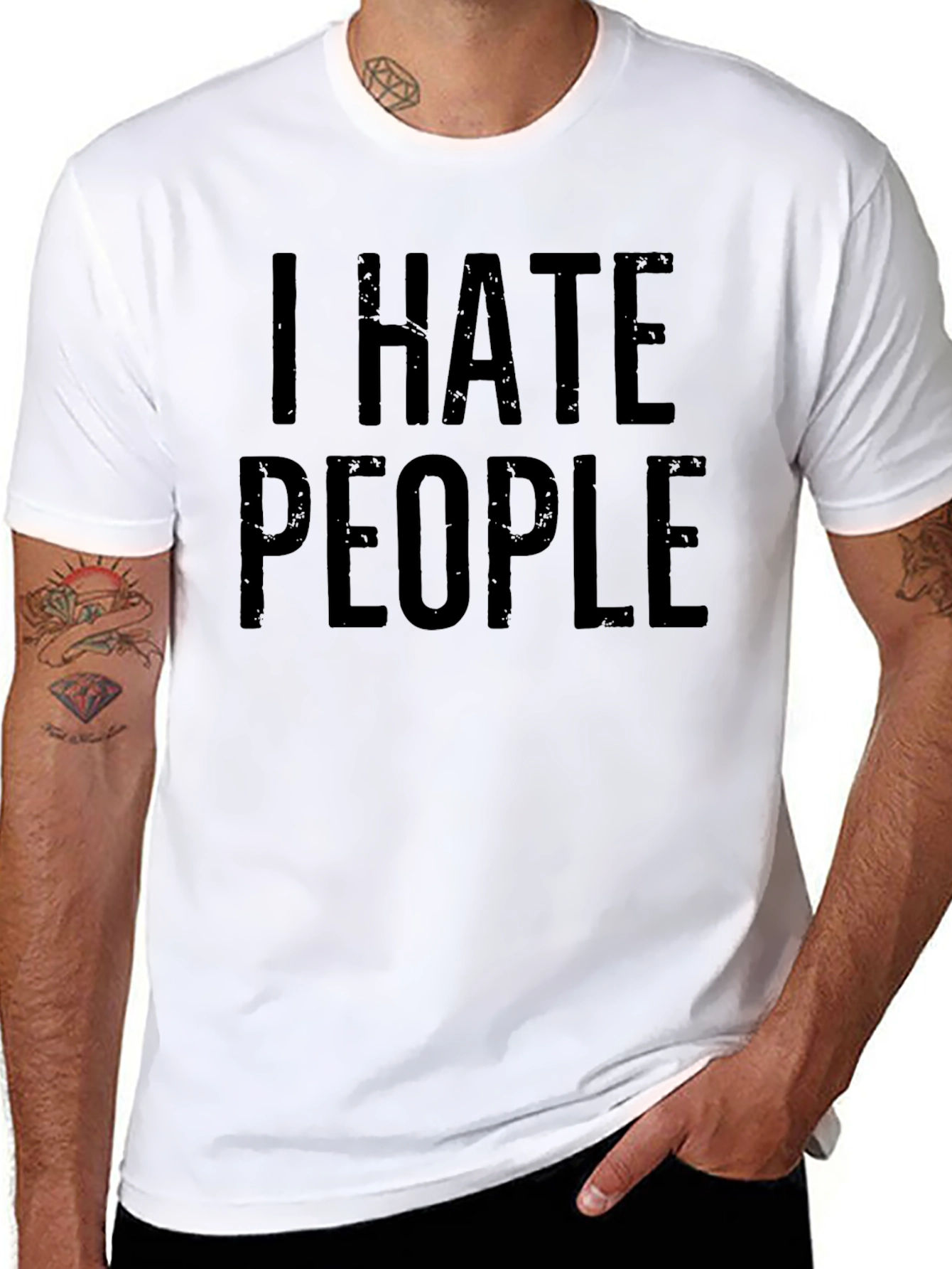 Black I Hate People Graphic Tee - Unisex Adult T-Shirt view 8