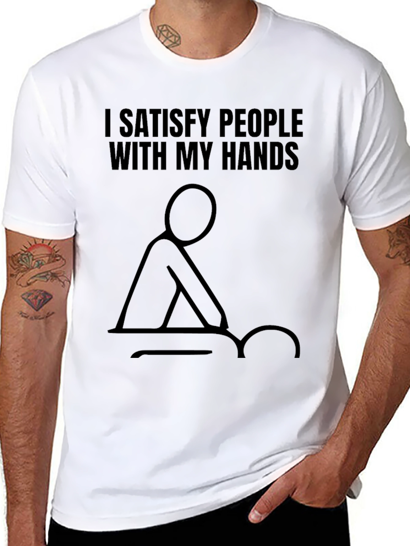 Black I Satisfy People Massage T-Shirt view 8