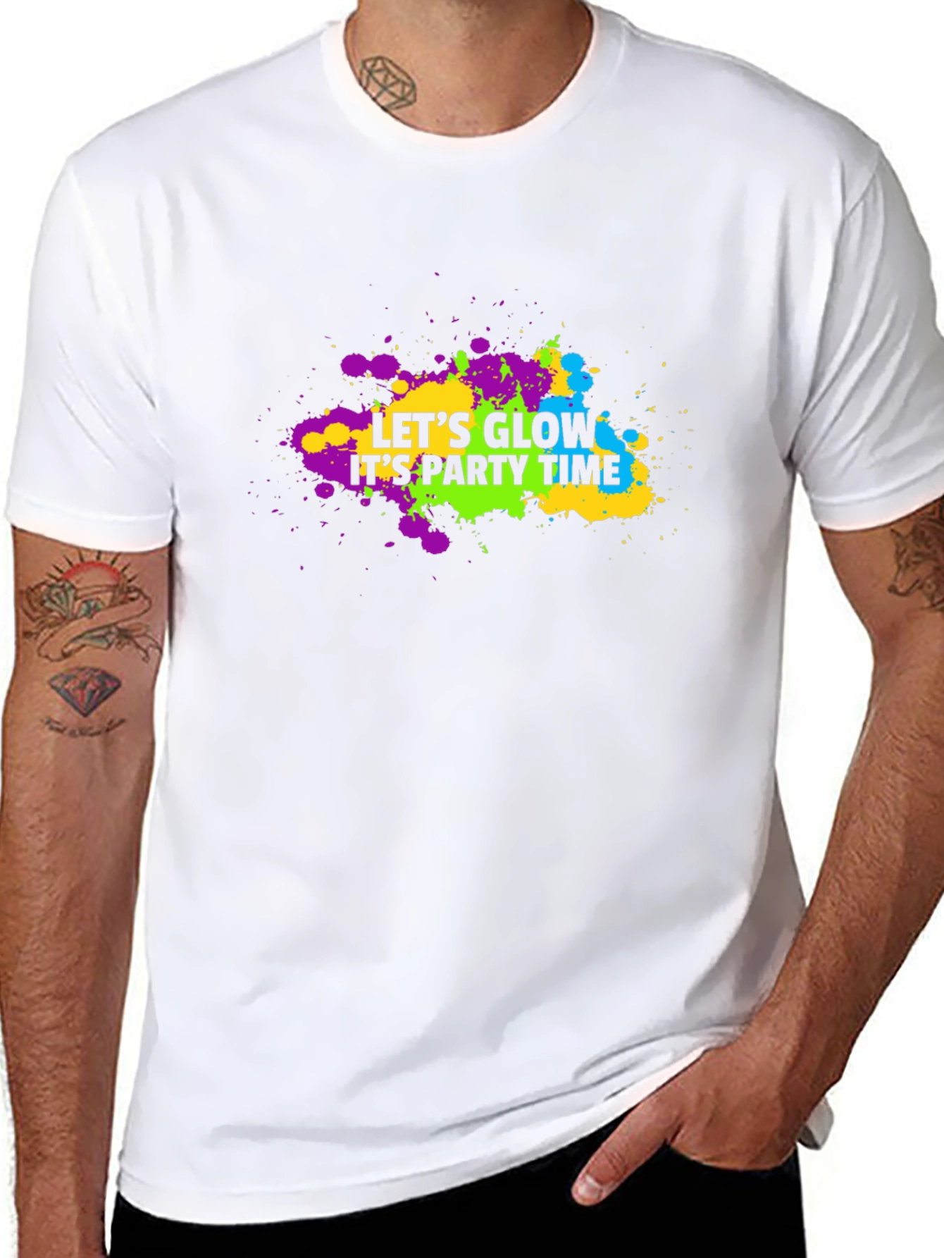Let's Glow Party Time Black T-Shirt - 8
