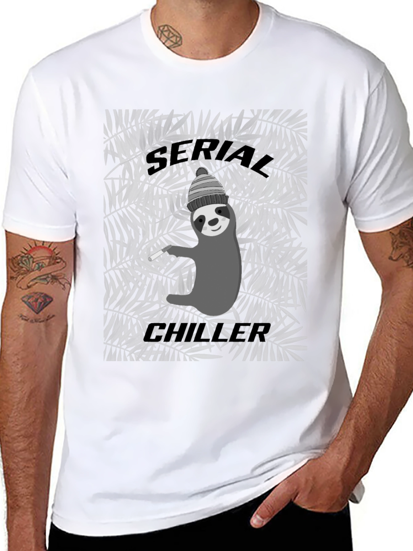 Black Serial Chiller Sloth Graphic Tee - Cool Relaxed Style view 8