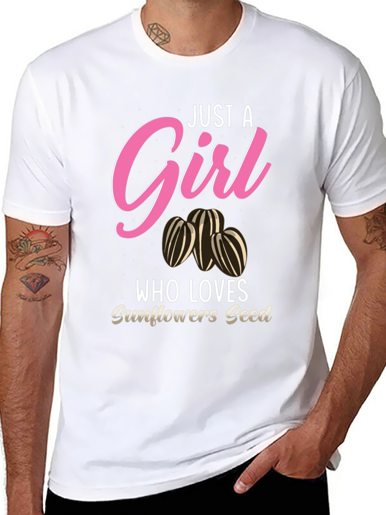 Black Just A Girl Who Loves Sunflower Seeds T-Shirt view 8