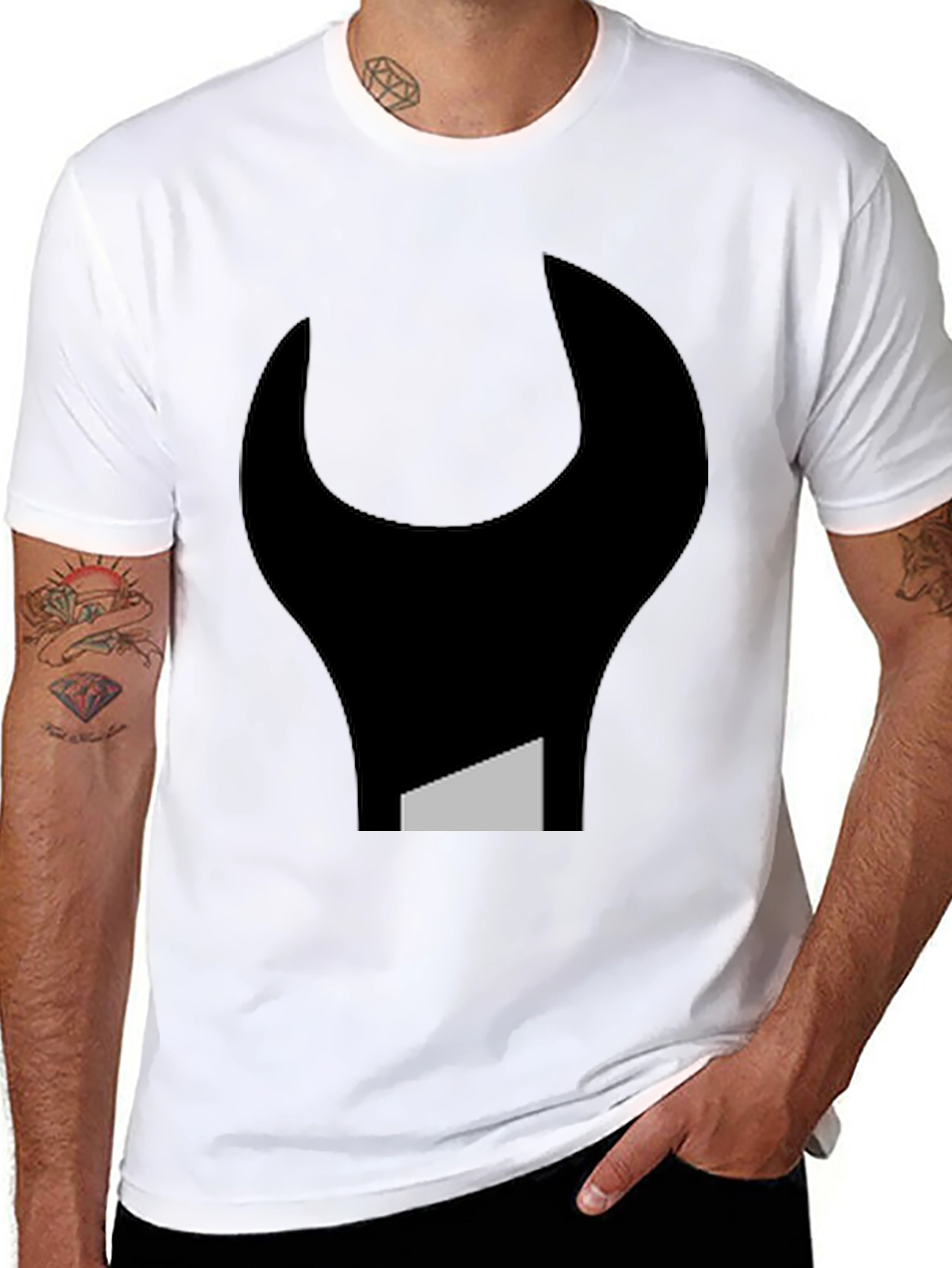 Black Abstract Wrench Graphic Tee - Black Unisex T-Shirt view 8