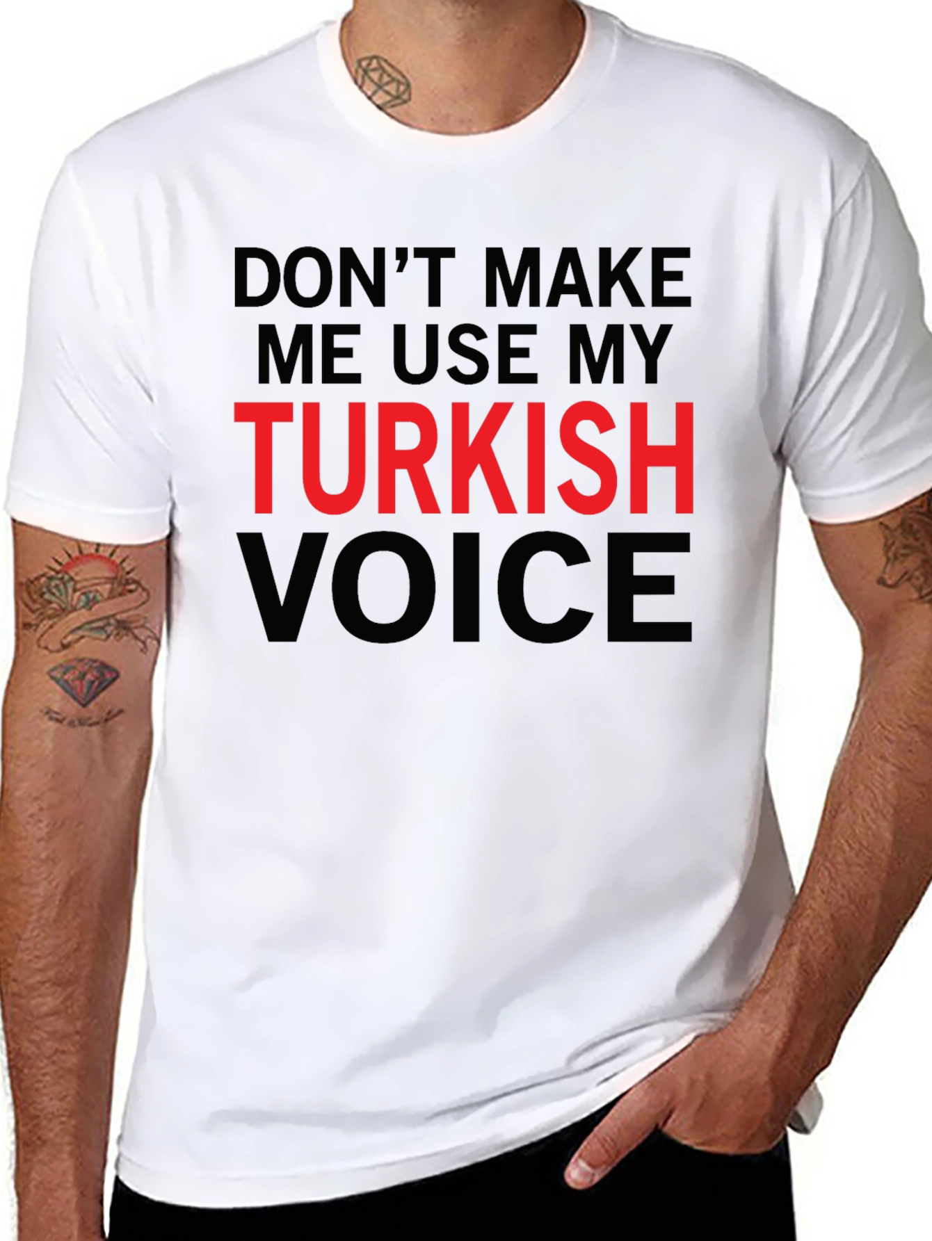 Black Funny Turkish Voice Graphic Tee view 8