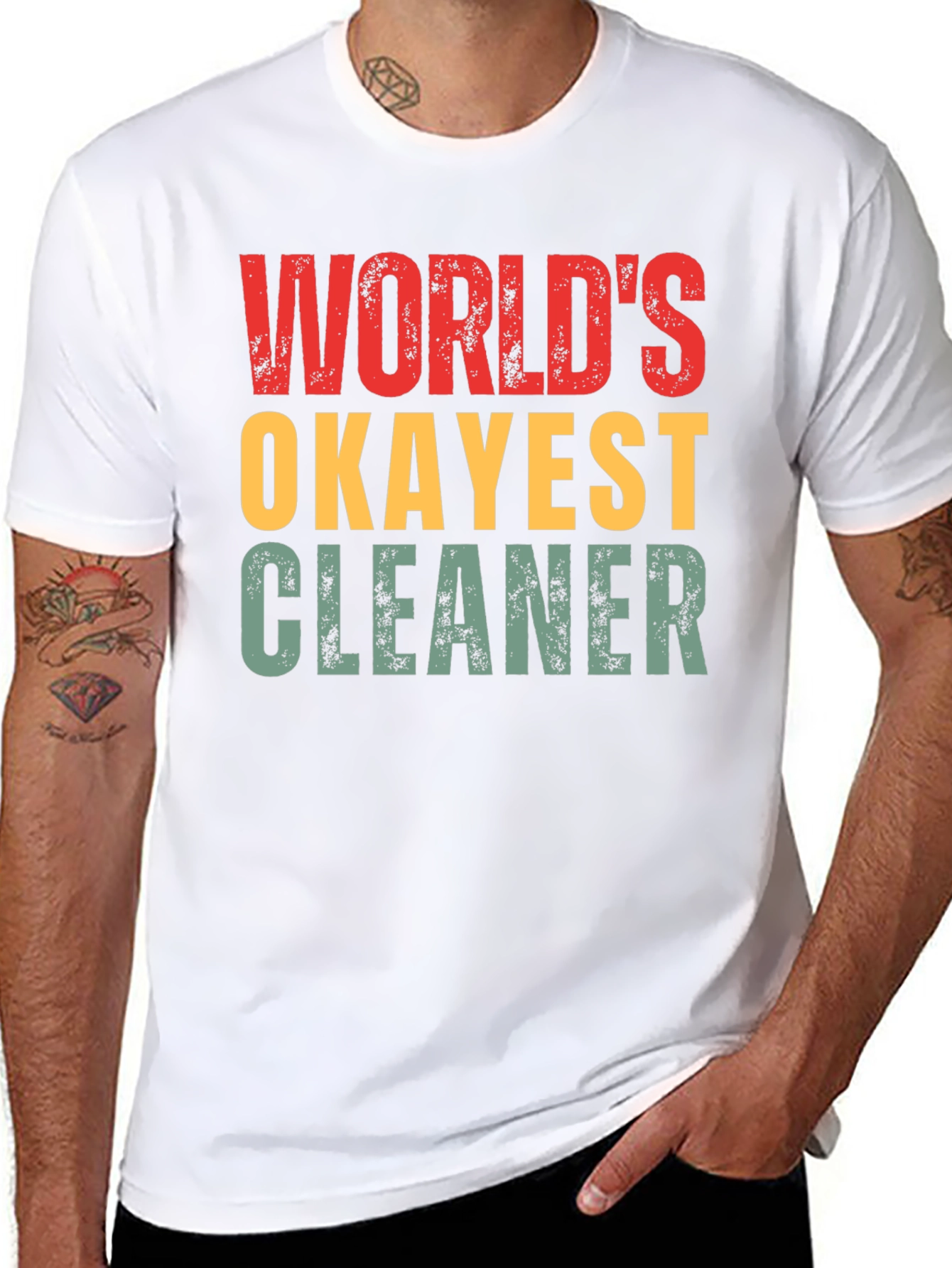 Black World's Okayest Cleaner T-Shirt Funny Gift view 8