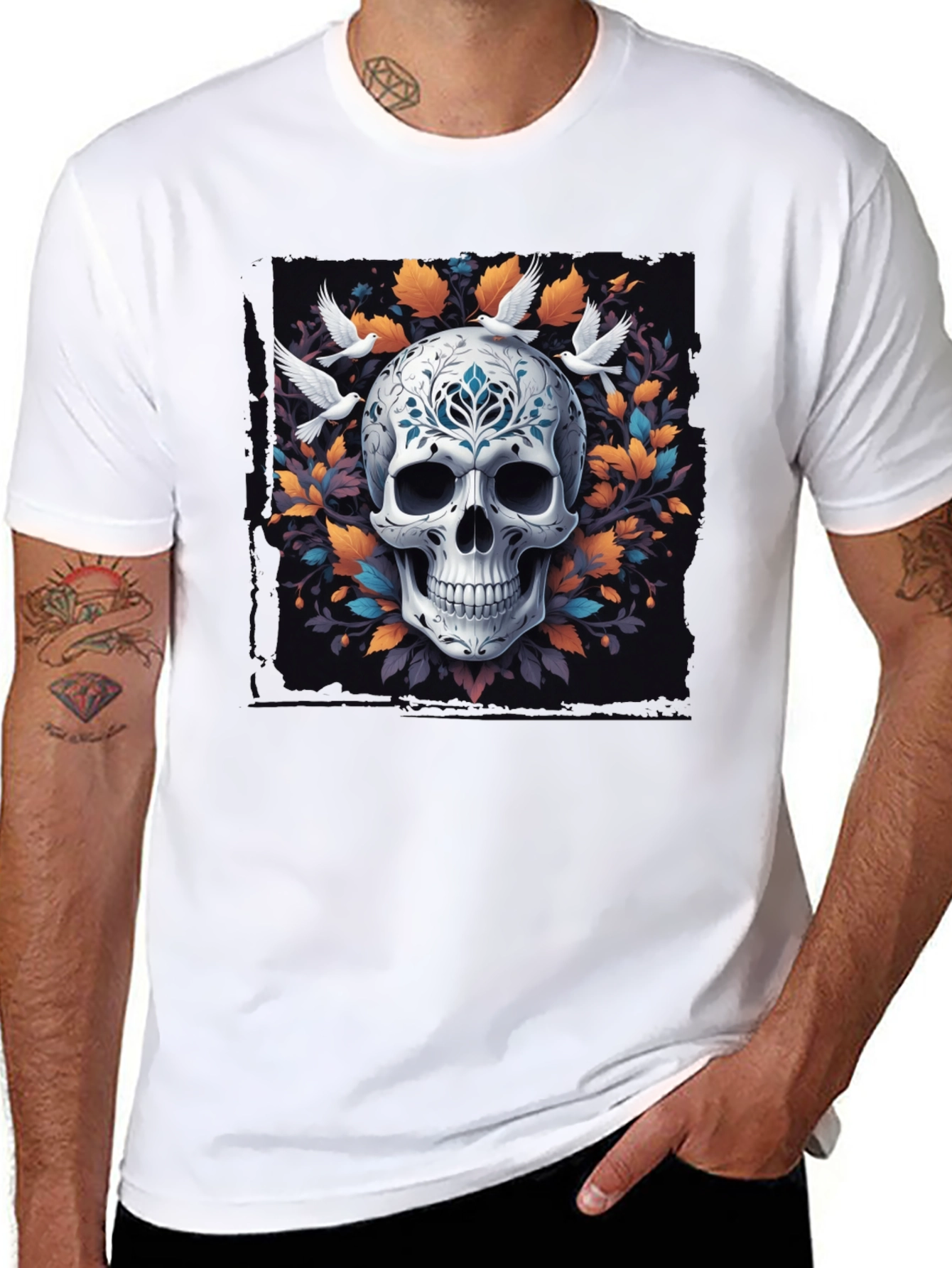 Black Skull & Dove Graphic Tee view 8