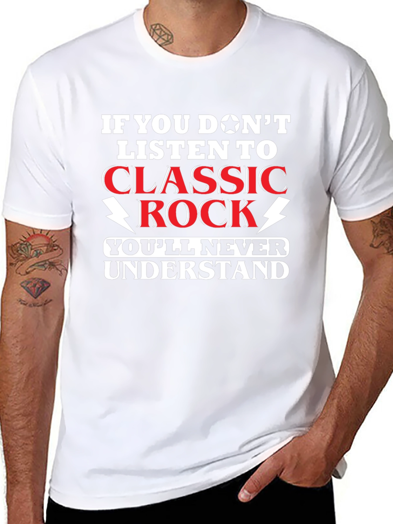 Black Classic Rock Music Fan T-Shirt - Humor Tee view 8