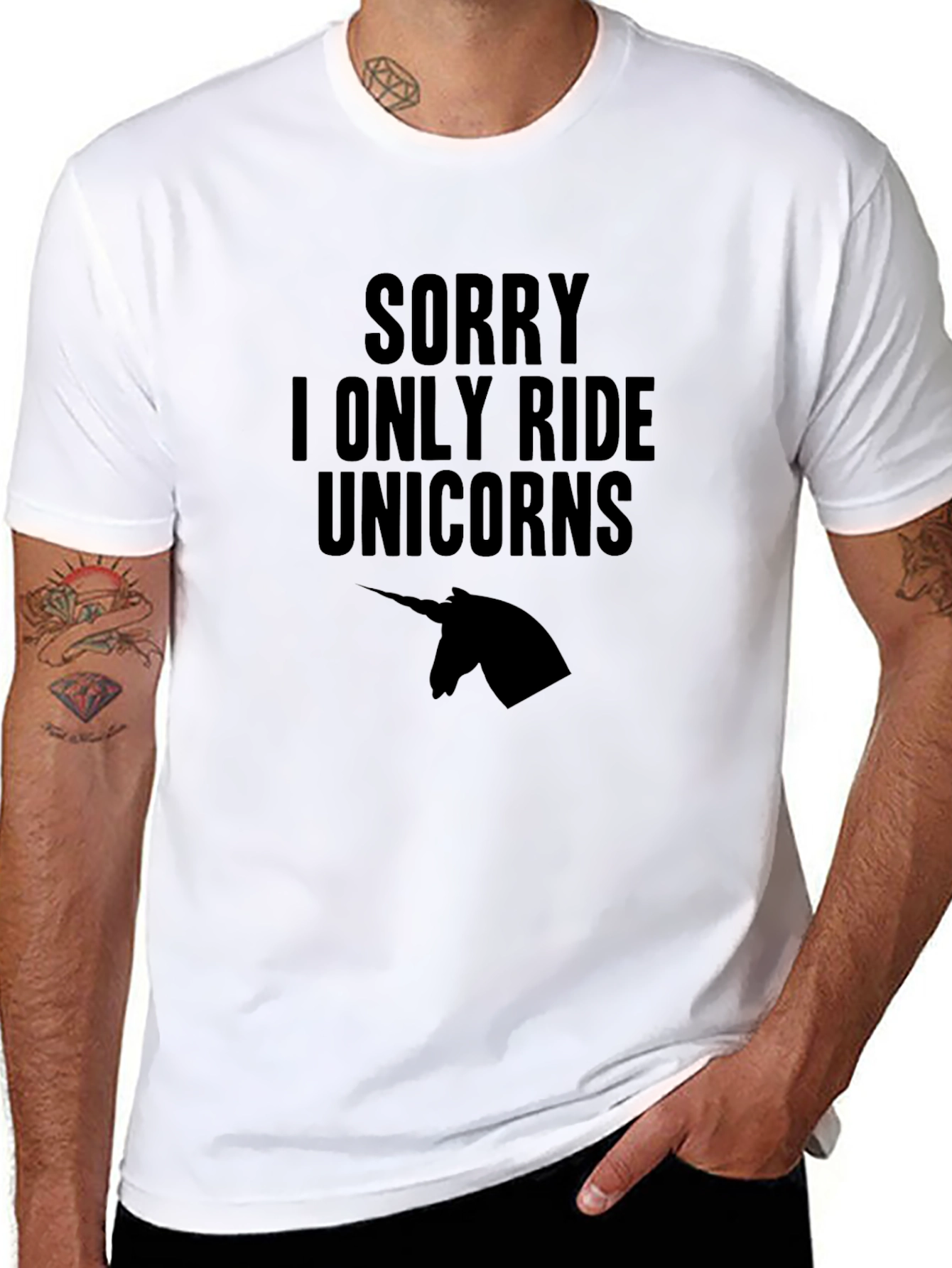 Black Unicorn Rider T-Shirt - Funny Novelty Tee view 8